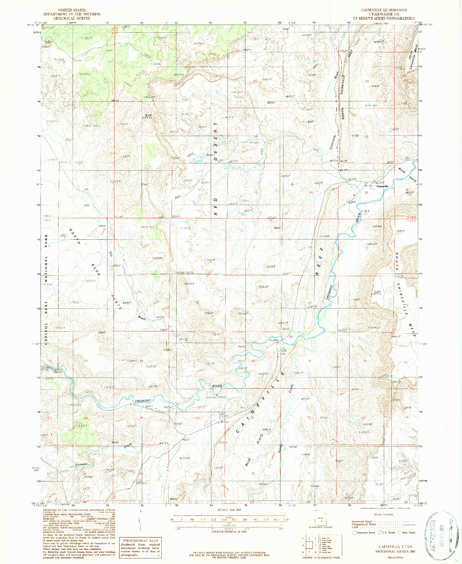 USGS 1:24000-SCALE QUADRANGLE FOR CAINEVILLE, UT 1987