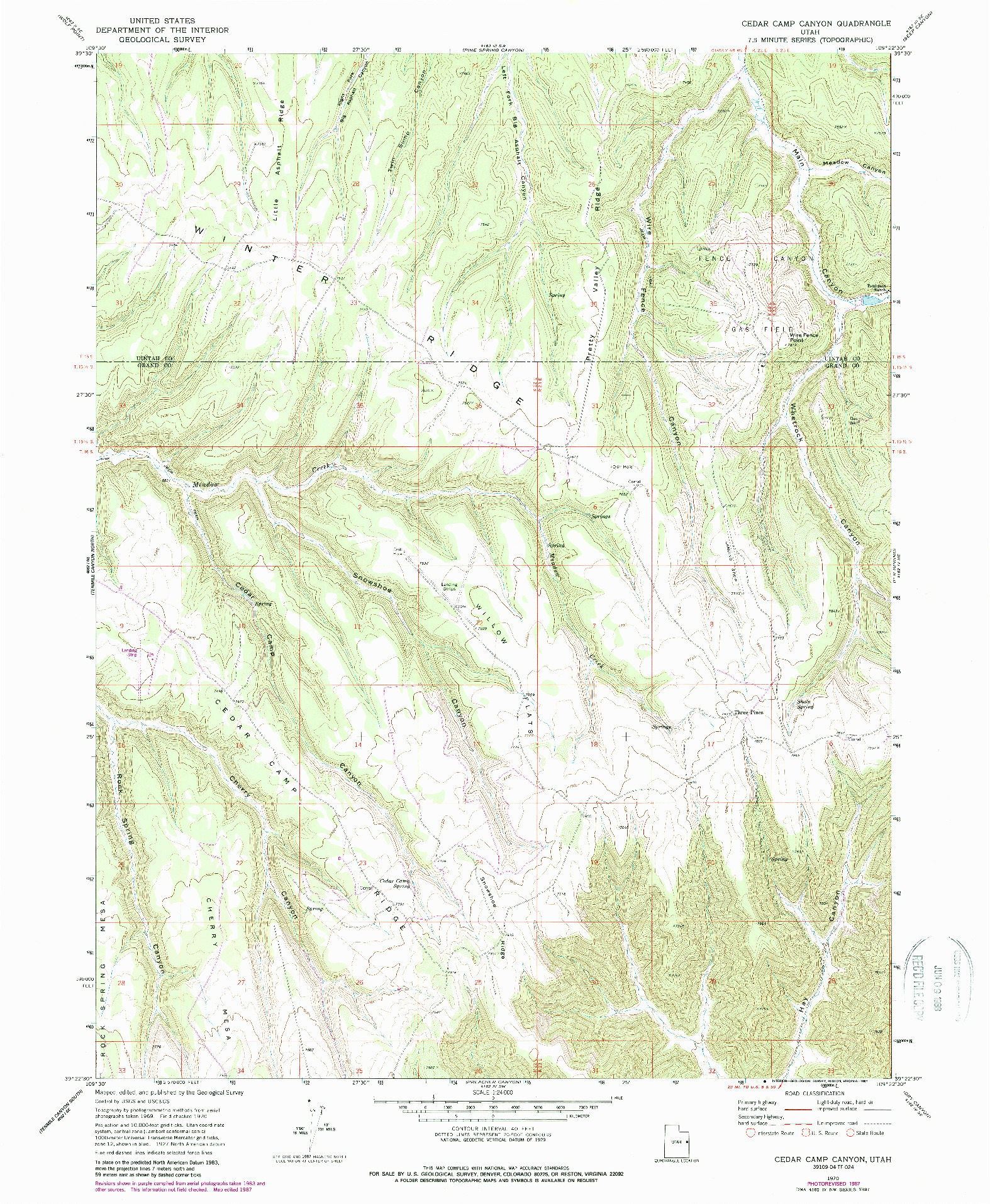 USGS 1:24000-SCALE QUADRANGLE FOR CEDAR CAMP CANYON, UT 1970