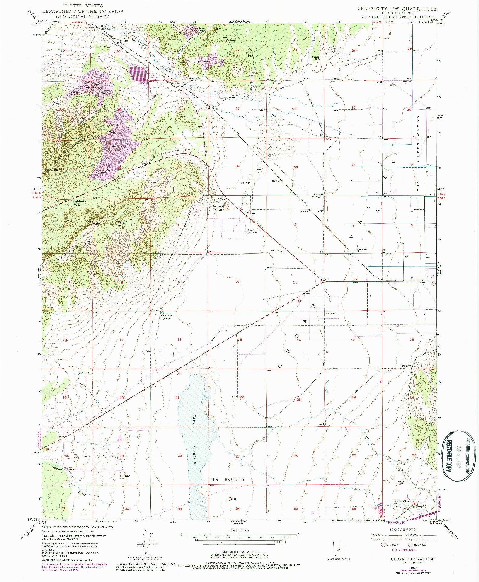 USGS 1:24000-SCALE QUADRANGLE FOR CEDAR CITY NW, UT 1949