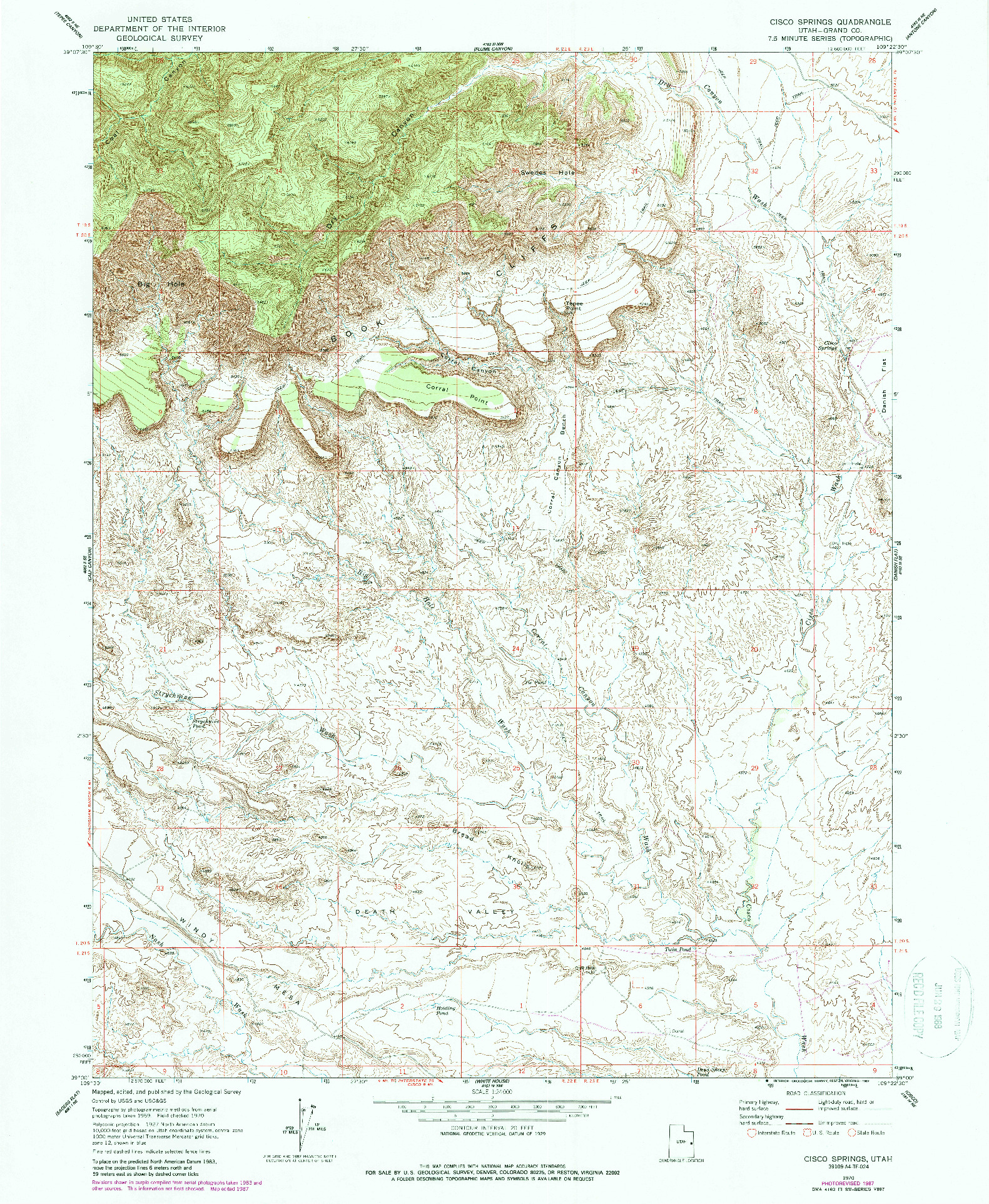 USGS 1:24000-SCALE QUADRANGLE FOR CISCO SPRINGS, UT 1970