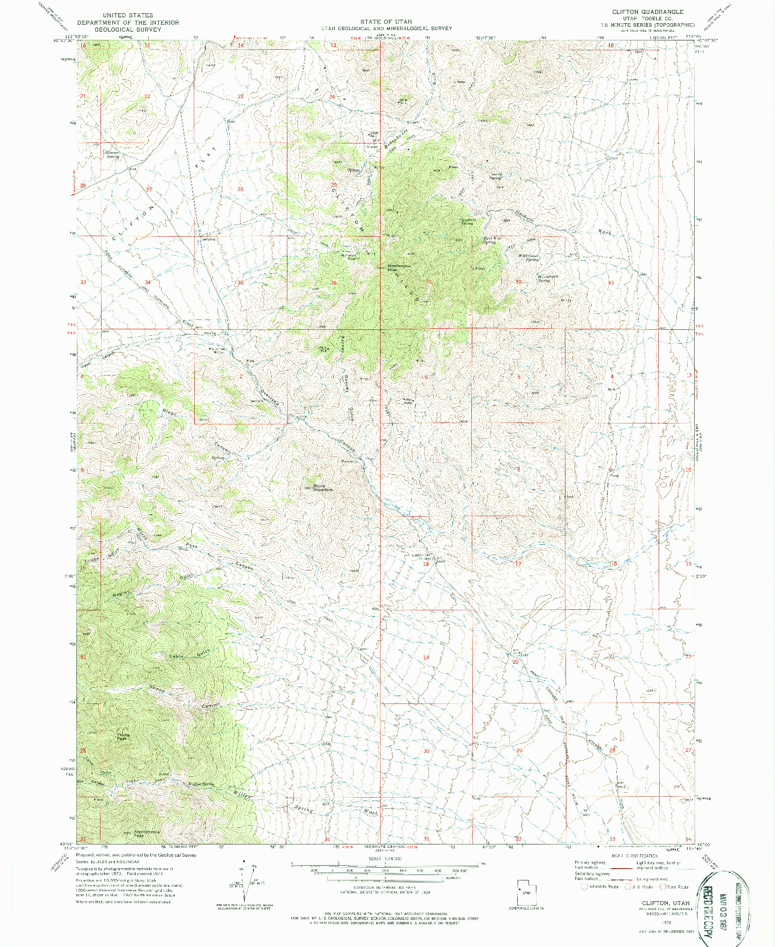 USGS 1:24000-SCALE QUADRANGLE FOR CLIFTON, UT 1973