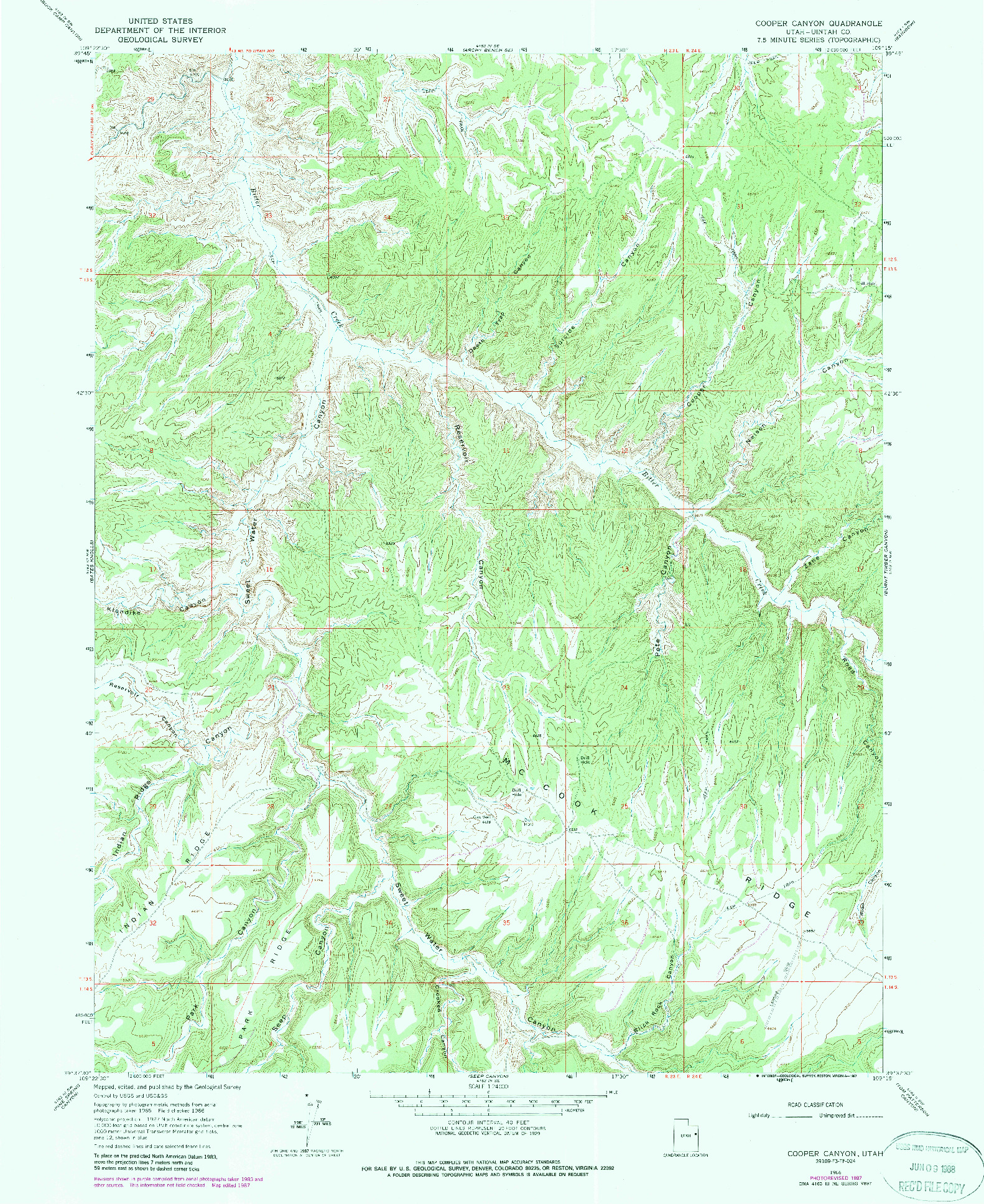 USGS 1:24000-SCALE QUADRANGLE FOR COPPER CANYON, UT 1966