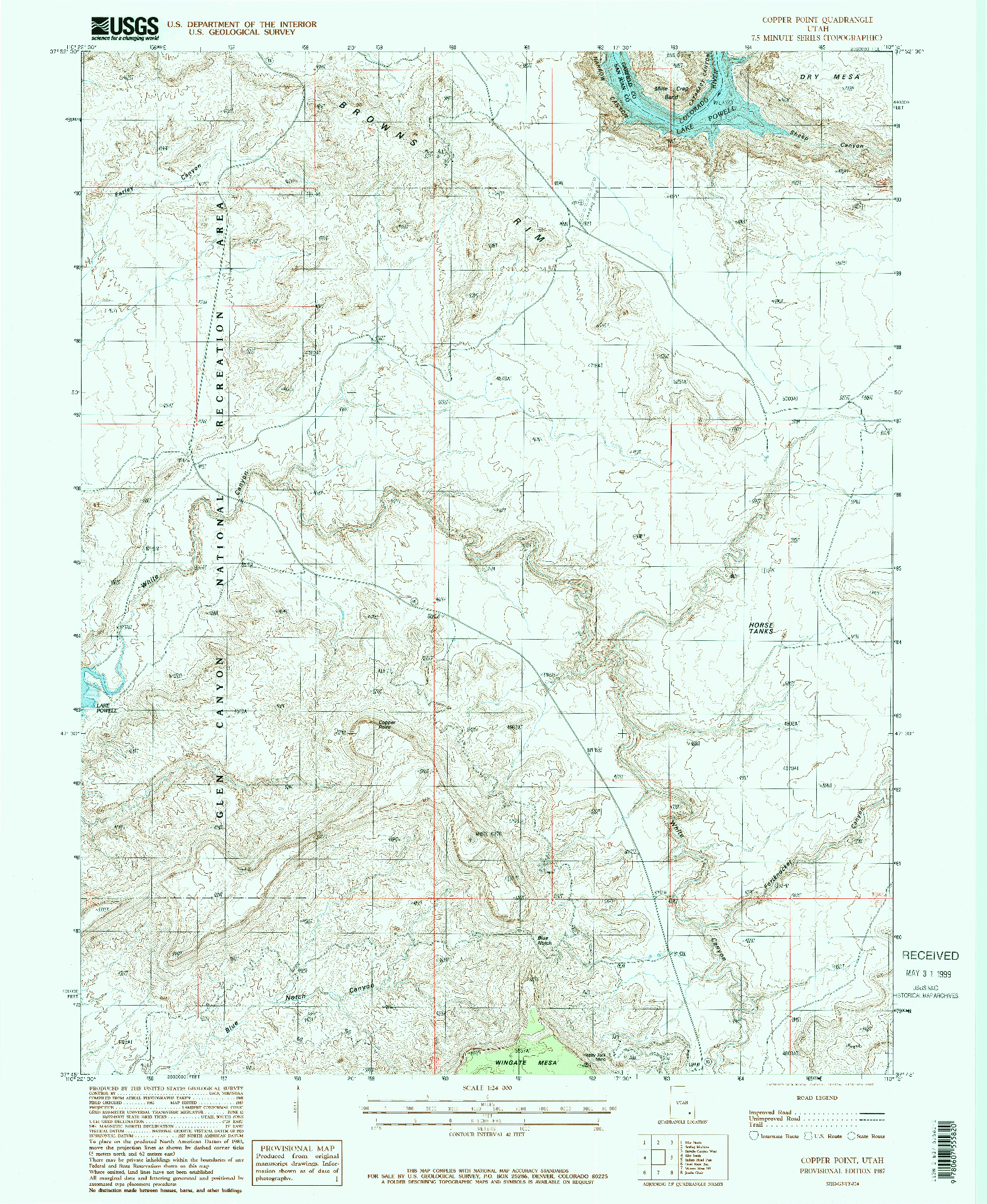 USGS 1:24000-SCALE QUADRANGLE FOR COPPER POINT, UT 1987