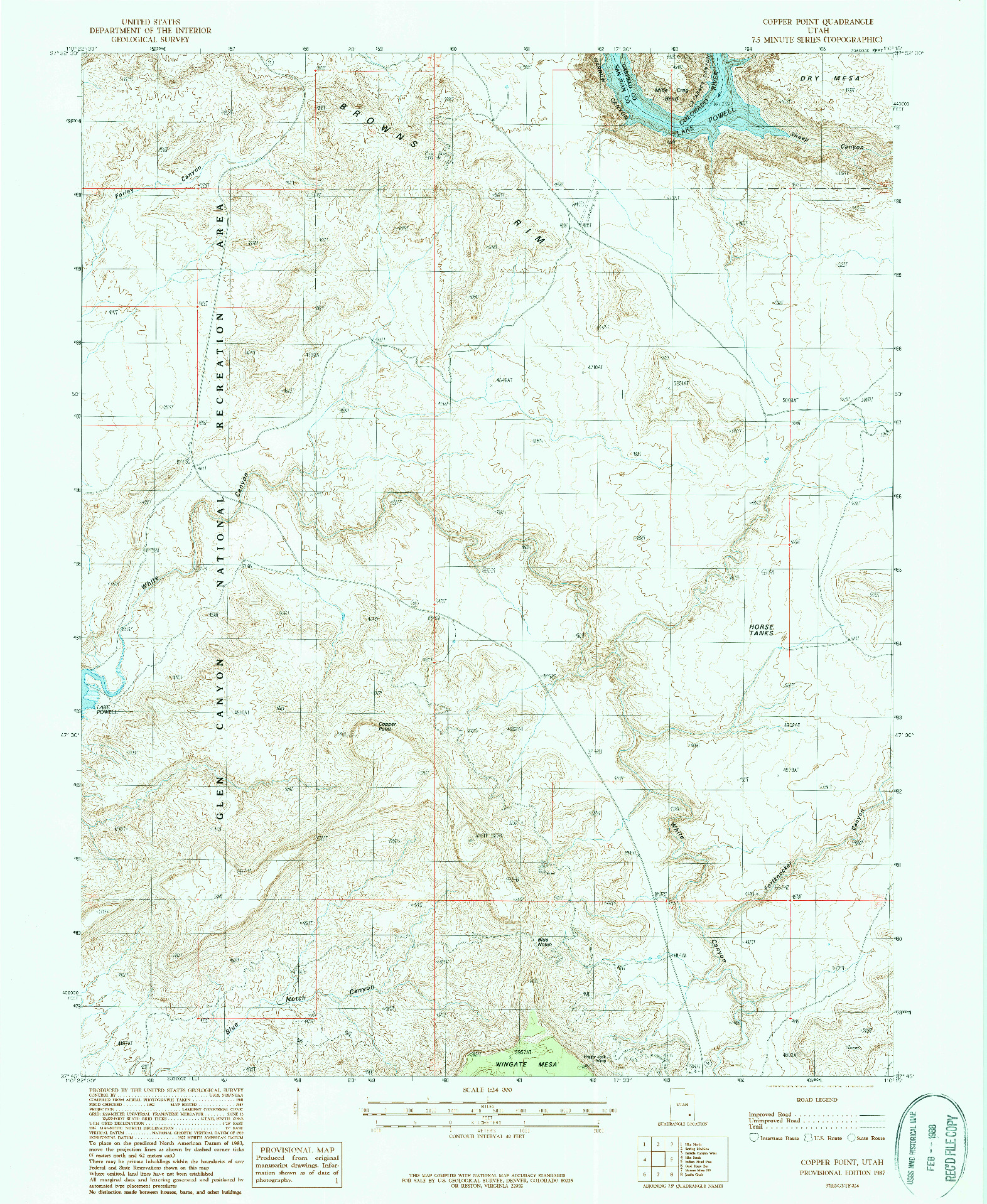 USGS 1:24000-SCALE QUADRANGLE FOR COPPER POINT, UT 1987