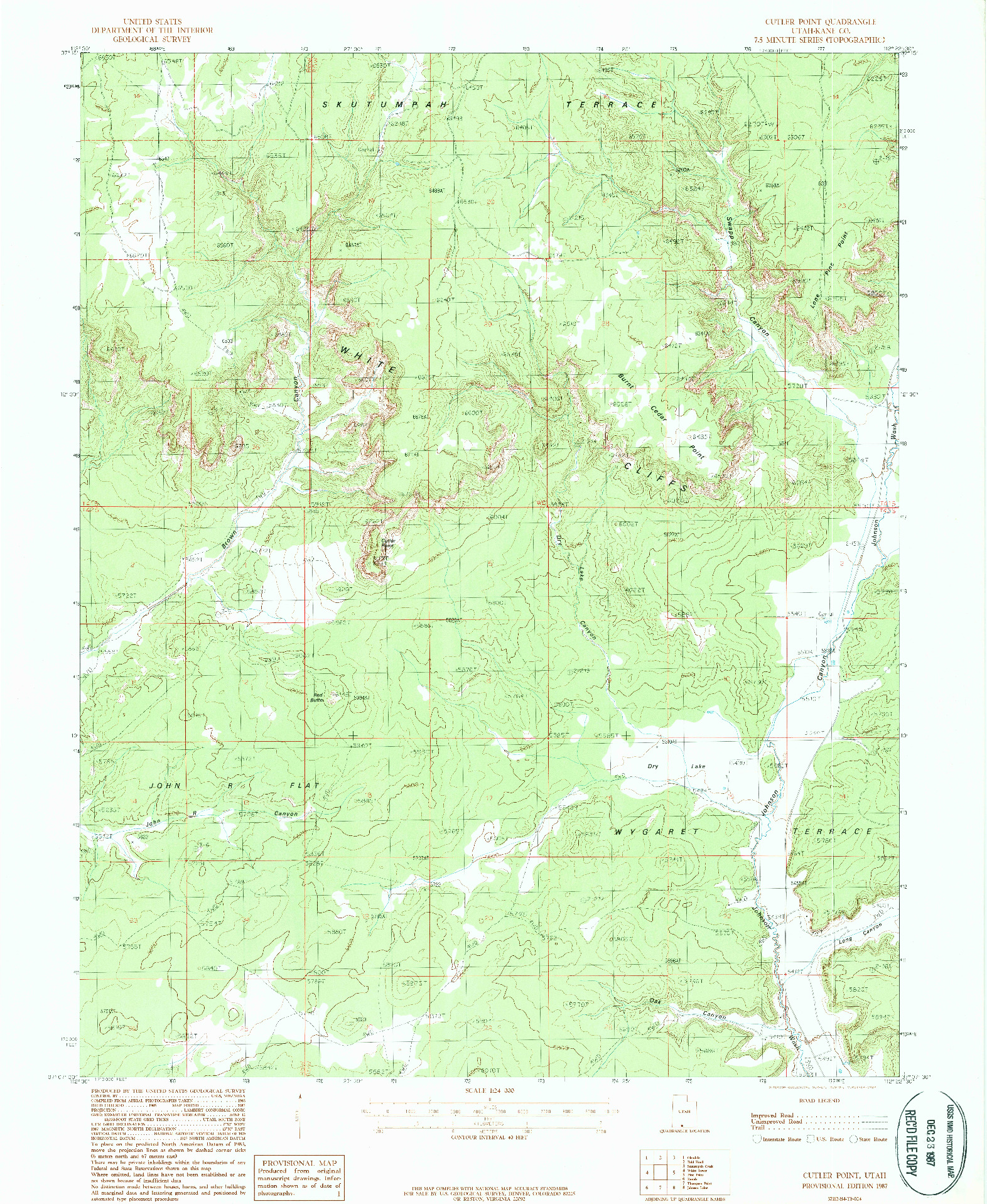 USGS 1:24000-SCALE QUADRANGLE FOR CUTLER POINT, UT 1987