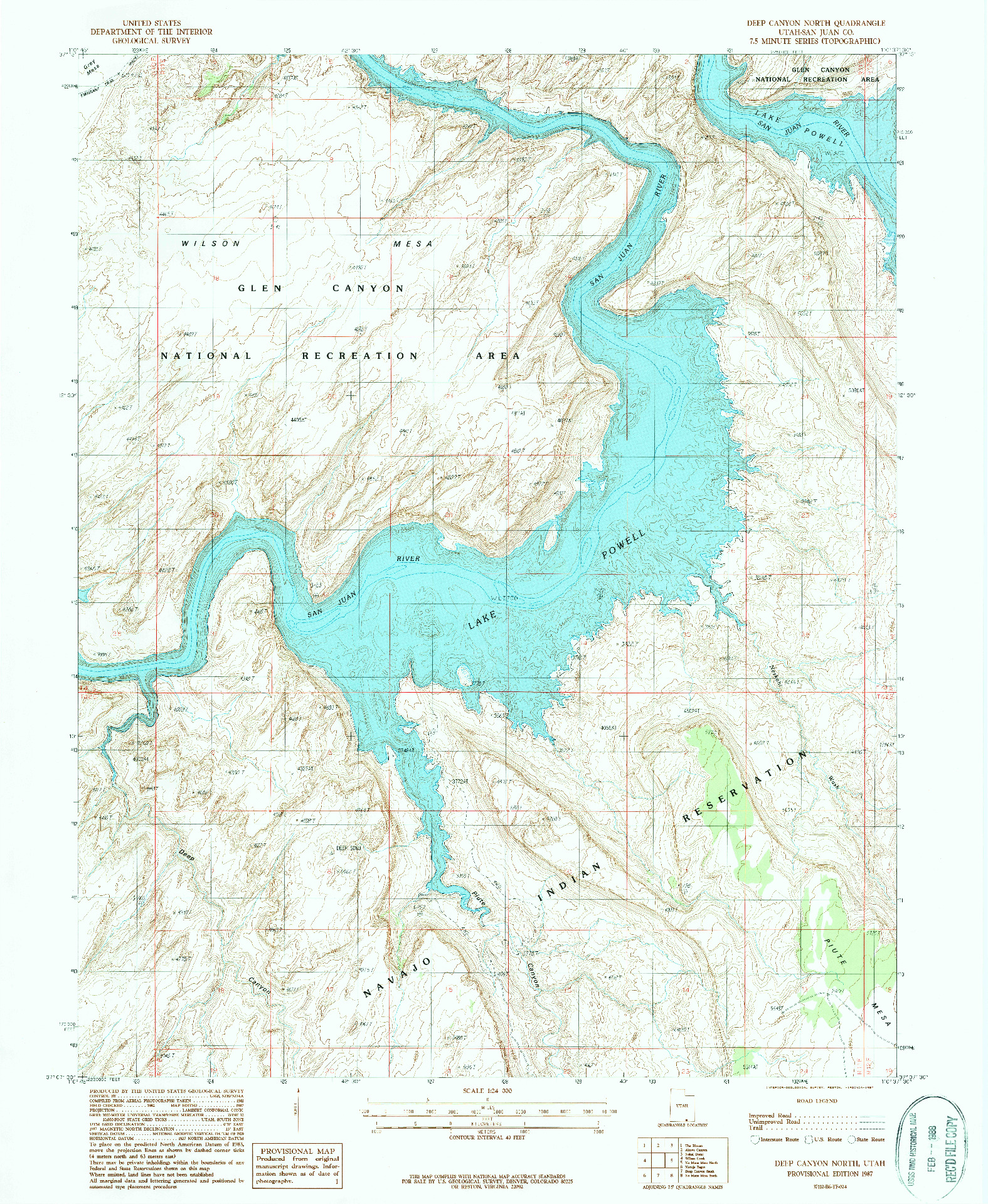 USGS 1:24000-SCALE QUADRANGLE FOR DEEP CANYON NORTH, UT 1987