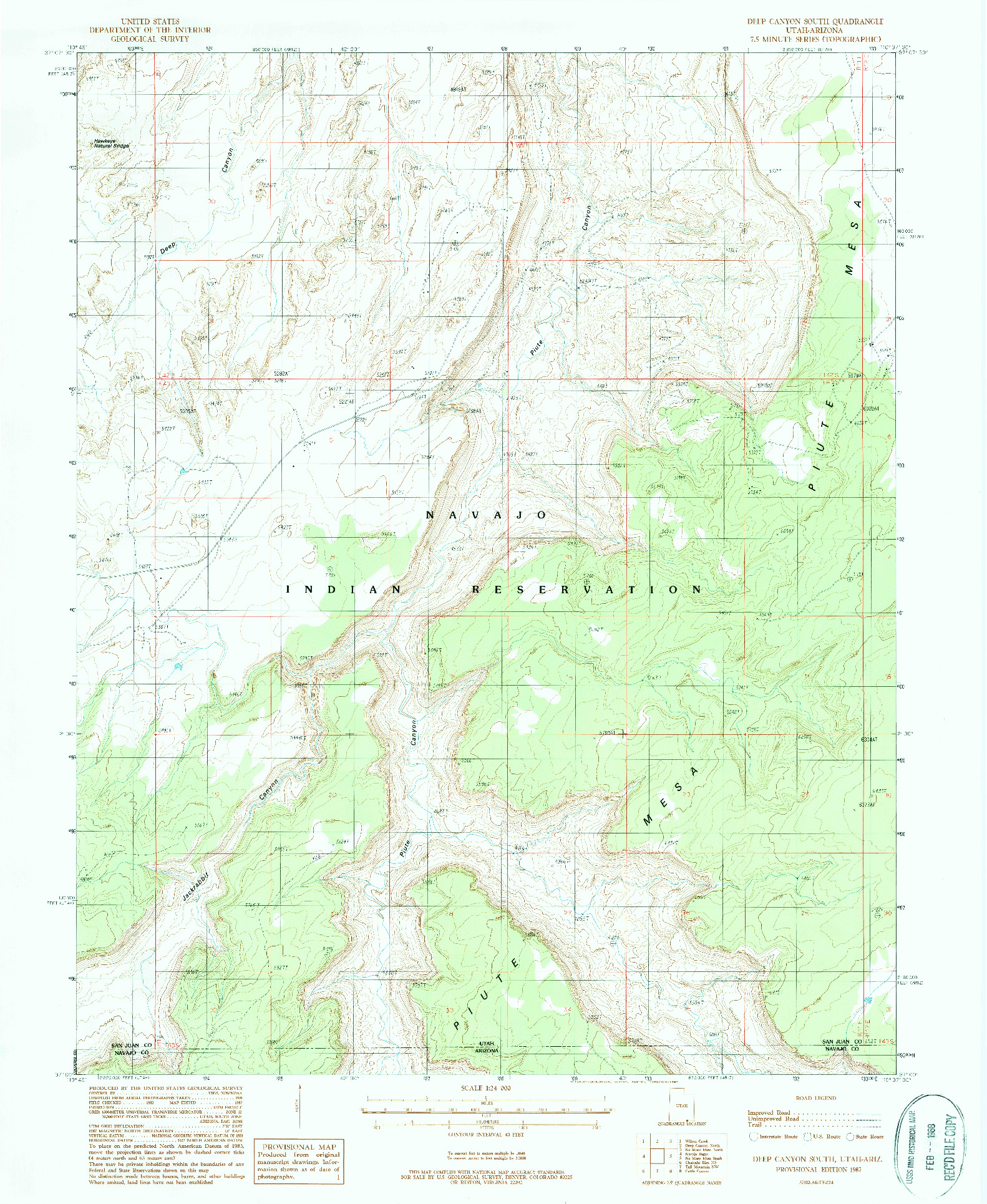 USGS 1:24000-SCALE QUADRANGLE FOR DEEP CANYON SOUTH, UT 1987