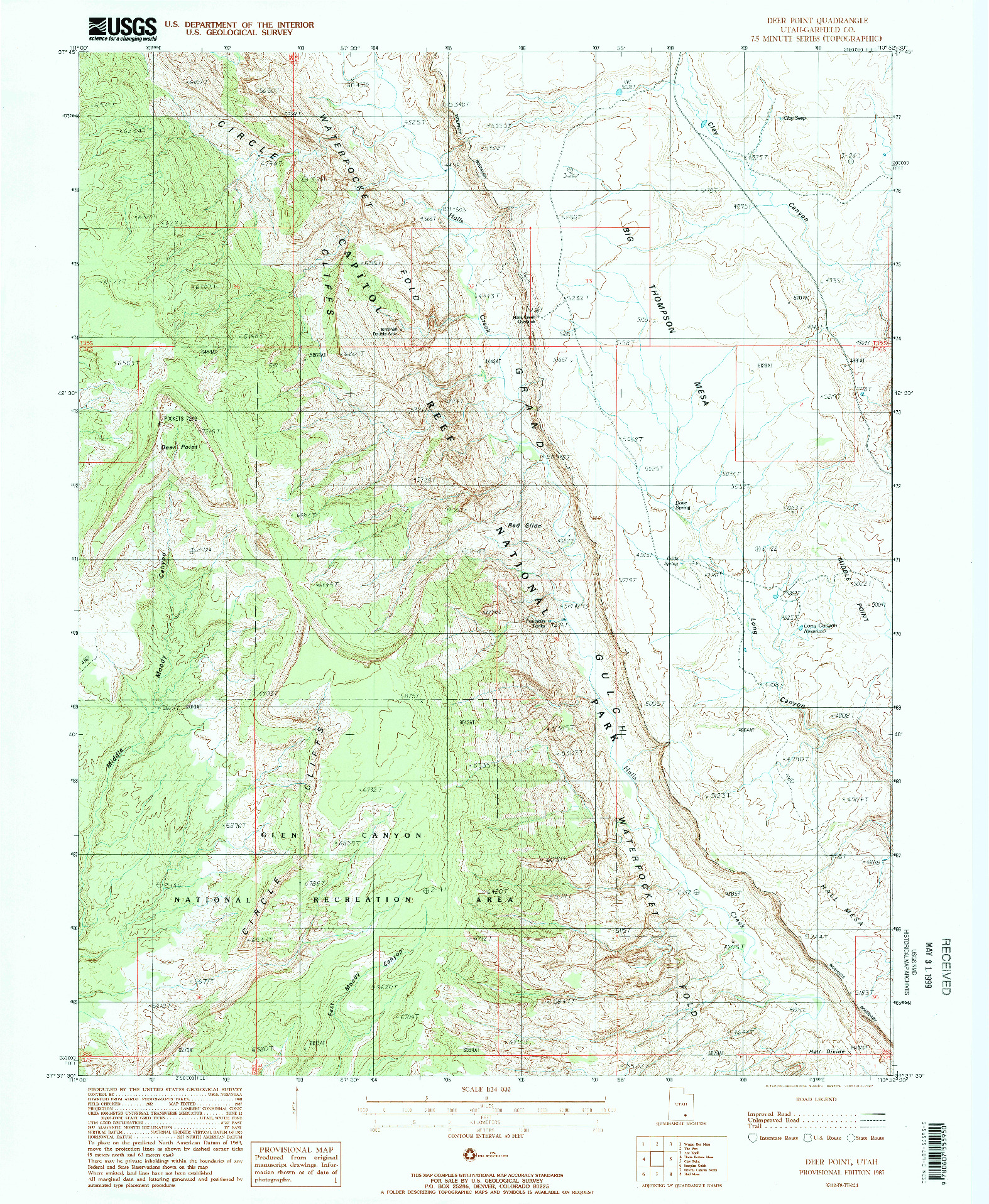 USGS 1:24000-SCALE QUADRANGLE FOR DEER POINT, UT 1987