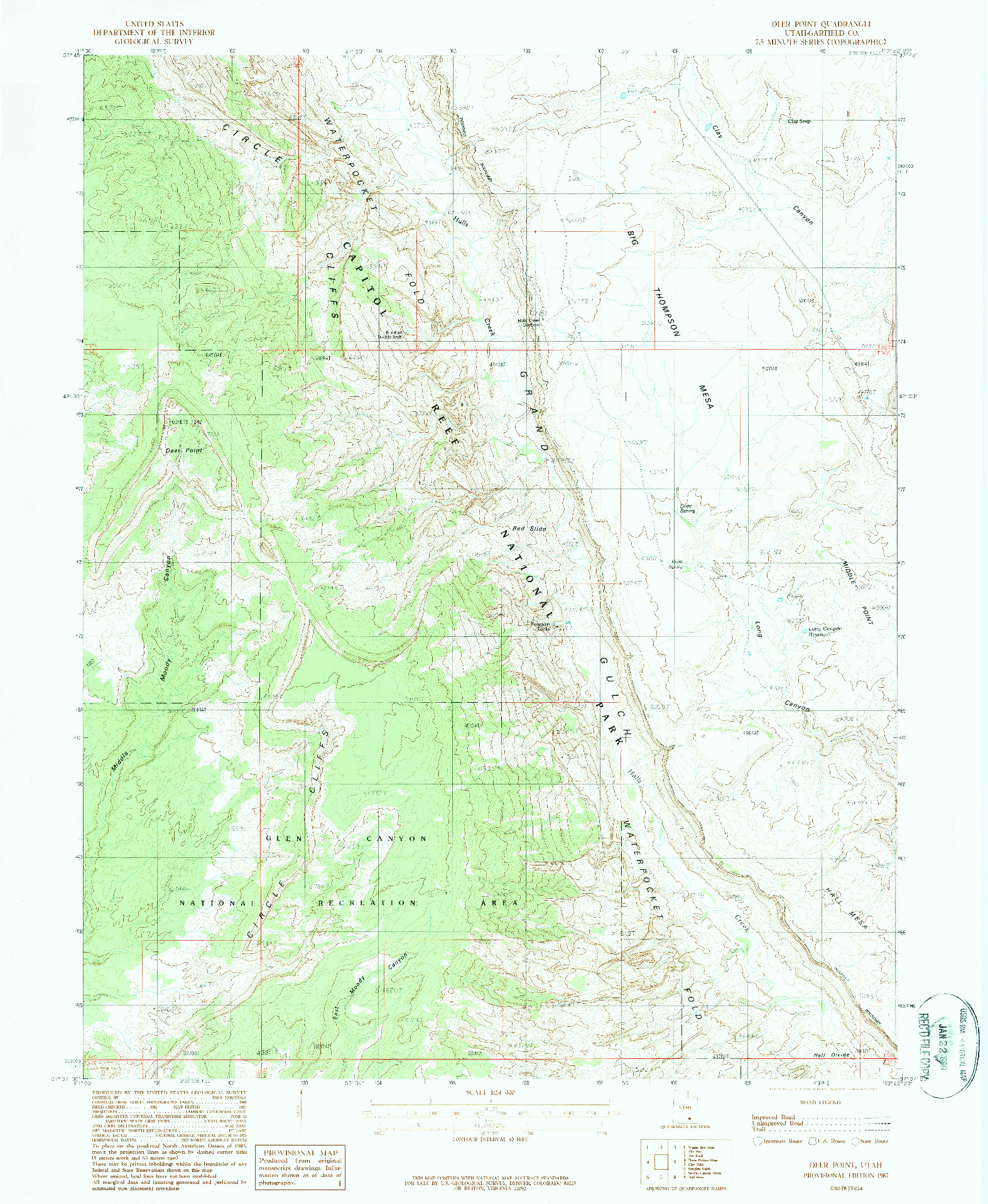 USGS 1:24000-SCALE QUADRANGLE FOR DEER POINT, UT 1987