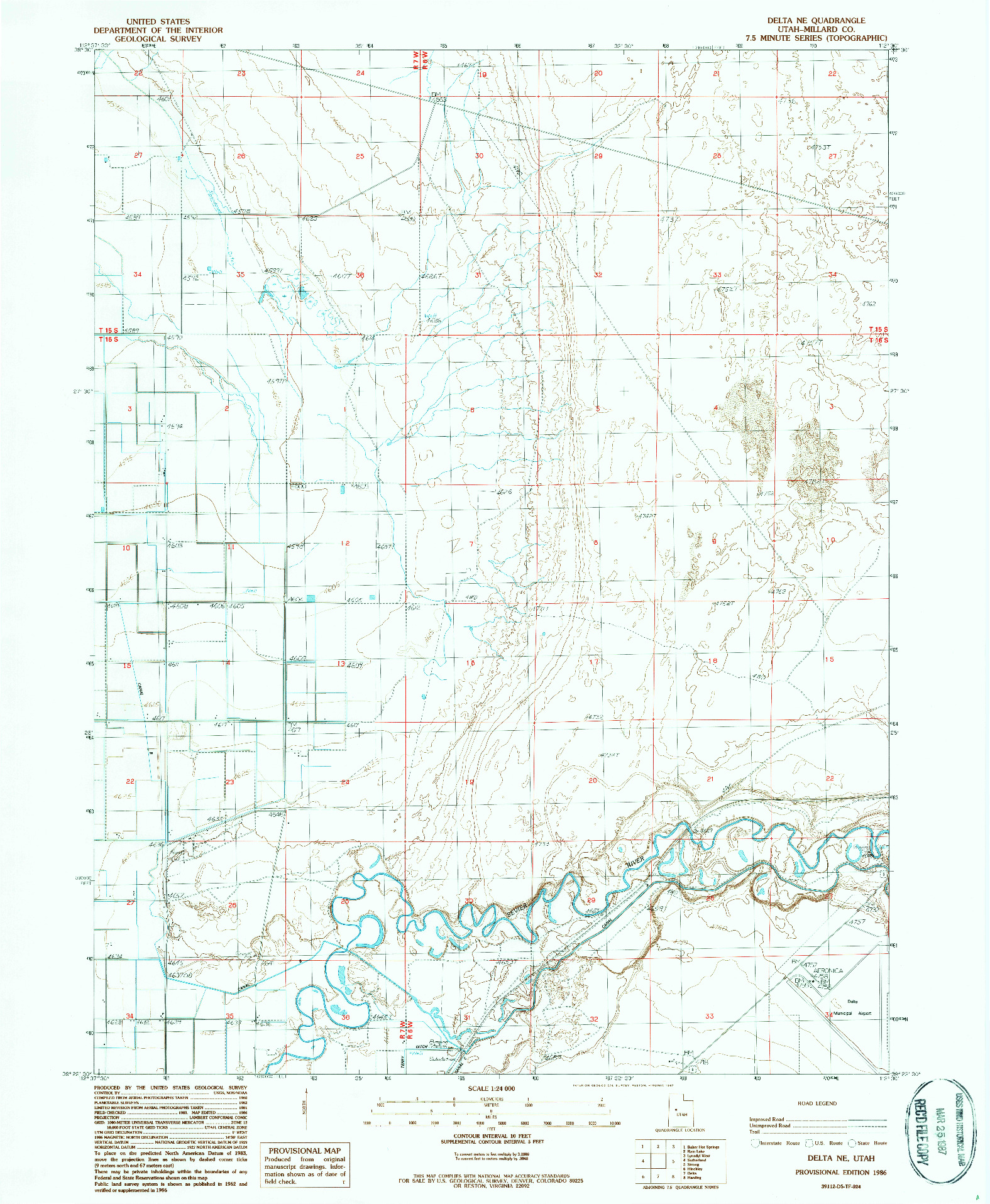 USGS 1:24000-SCALE QUADRANGLE FOR DELTA NE, UT 1986
