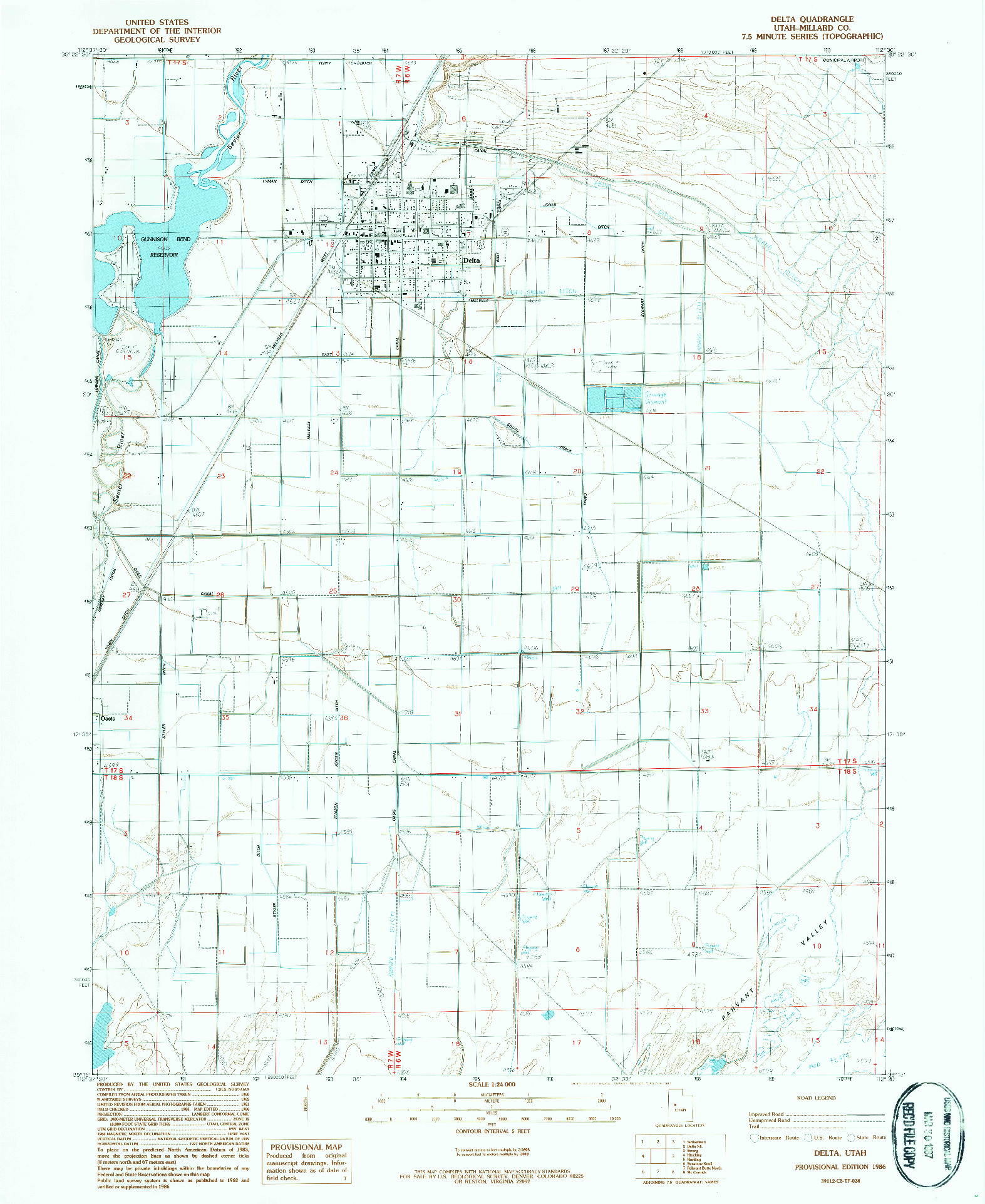 USGS 1:24000-SCALE QUADRANGLE FOR DELTA, UT 1986