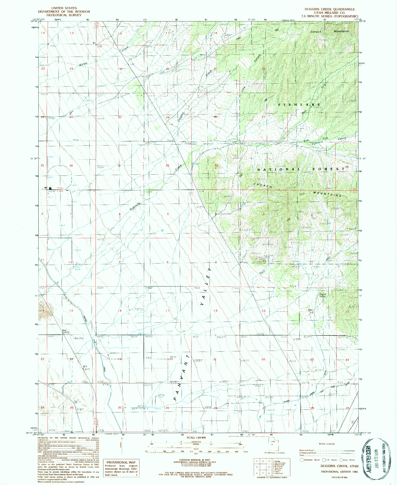 USGS 1:24000-SCALE QUADRANGLE FOR DUGGINS CREEK, UT 1986