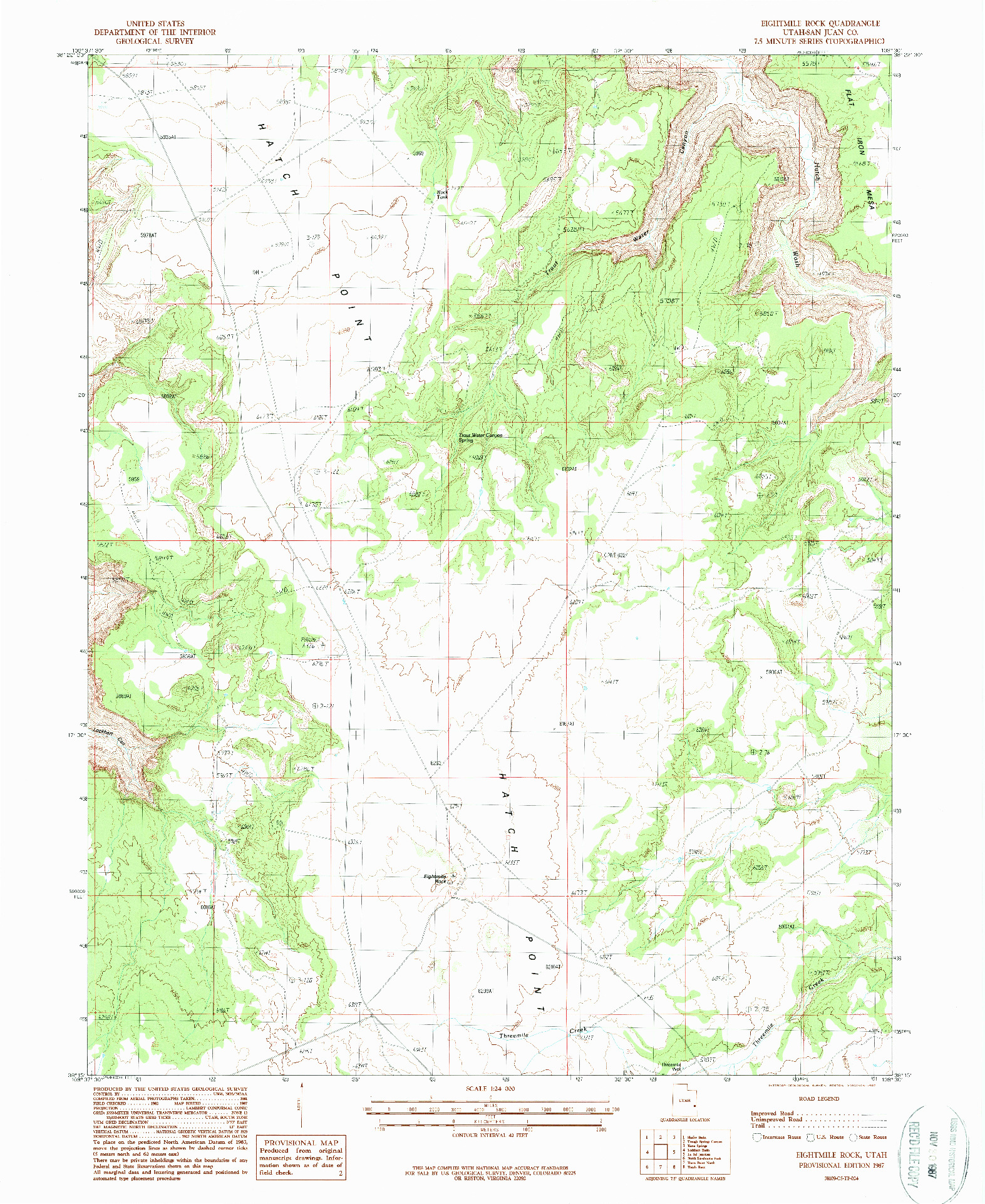 USGS 1:24000-SCALE QUADRANGLE FOR EIGHTMILE ROCK, UT 1987