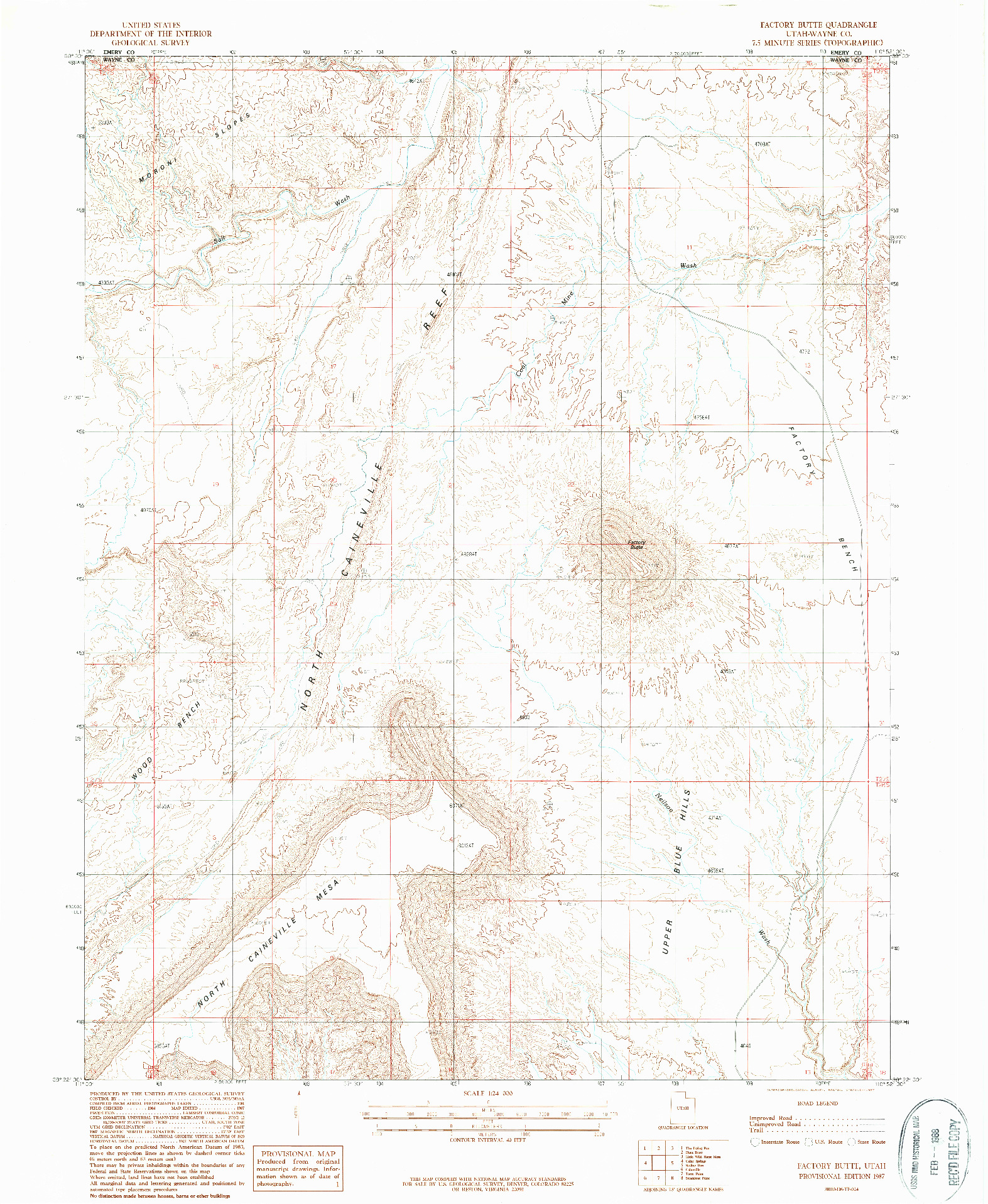 USGS 1:24000-SCALE QUADRANGLE FOR FACTORY BUTTE, UT 1987