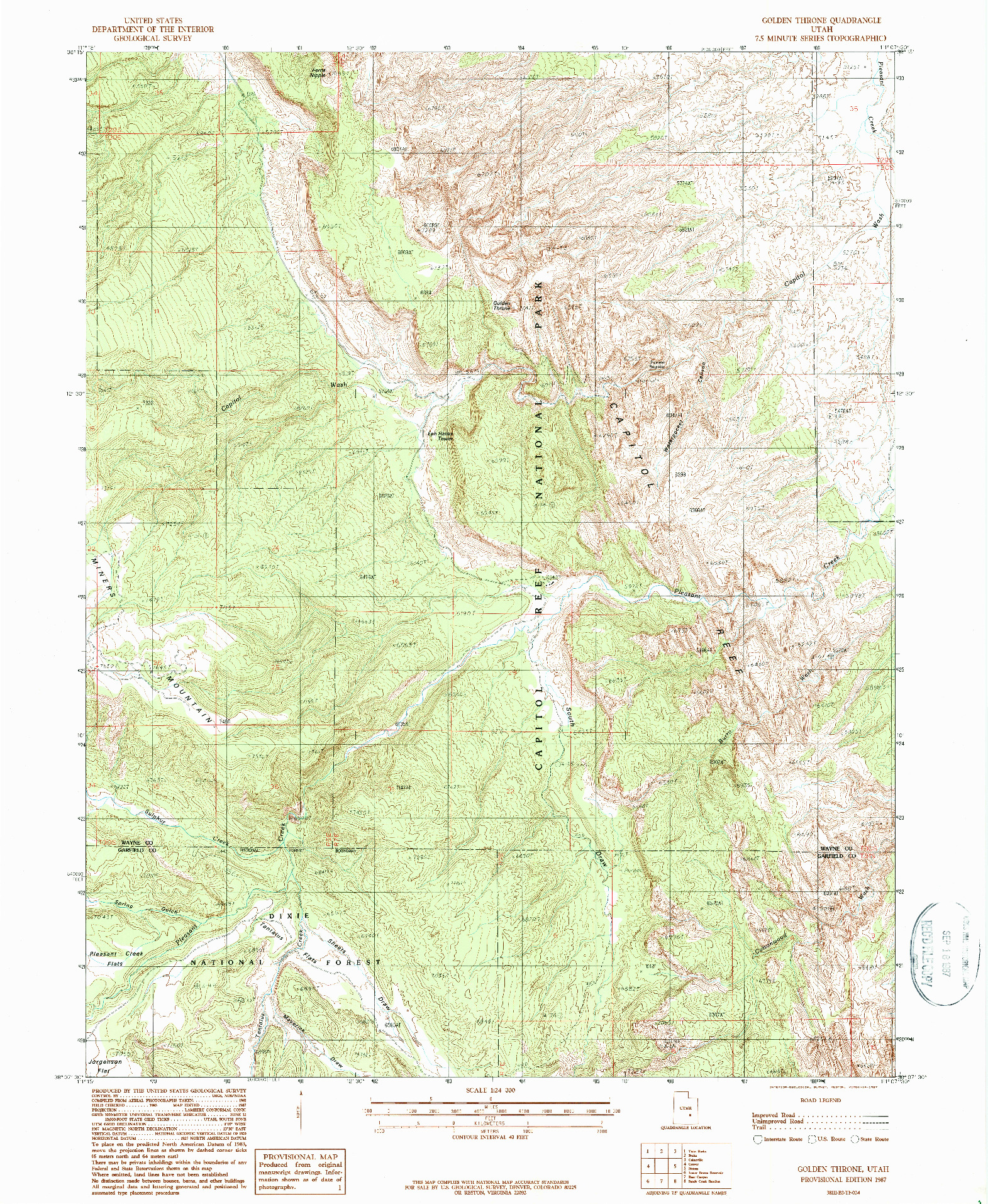 USGS 1:24000-SCALE QUADRANGLE FOR GOLDEN THRONE, UT 1987