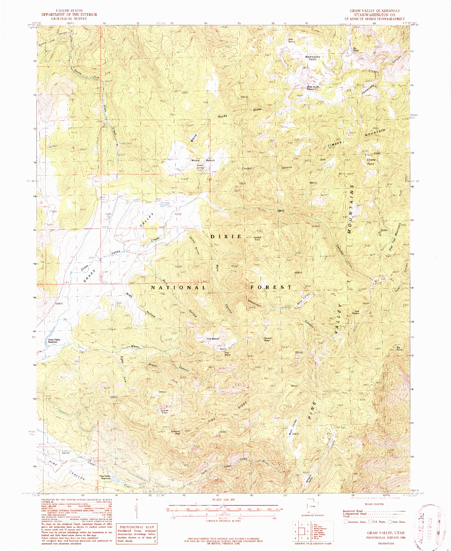 USGS 1:24000-SCALE QUADRANGLE FOR GRASS VALLEY, UT 1986
