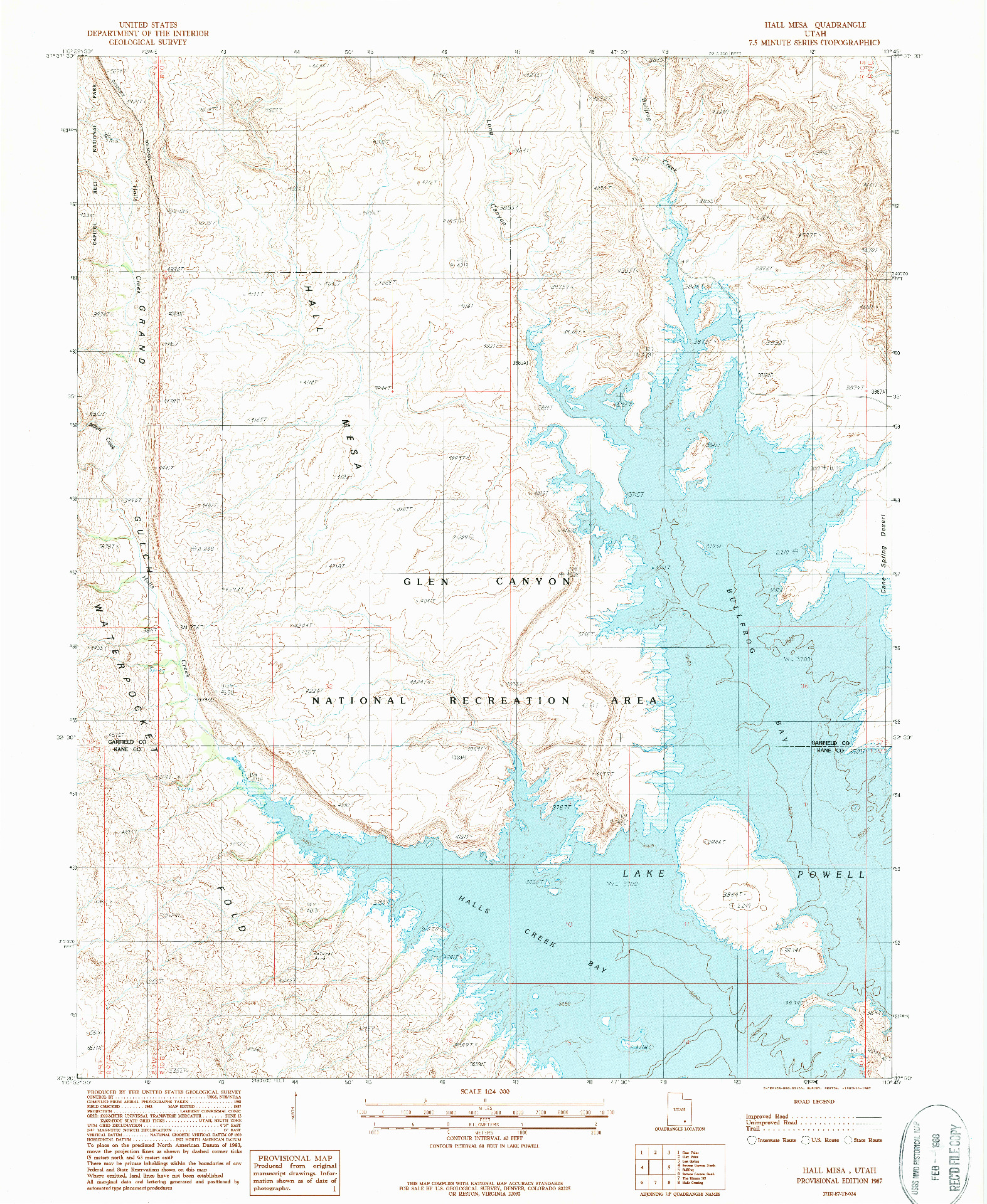 USGS 1:24000-SCALE QUADRANGLE FOR HALL MESA, UT 1987