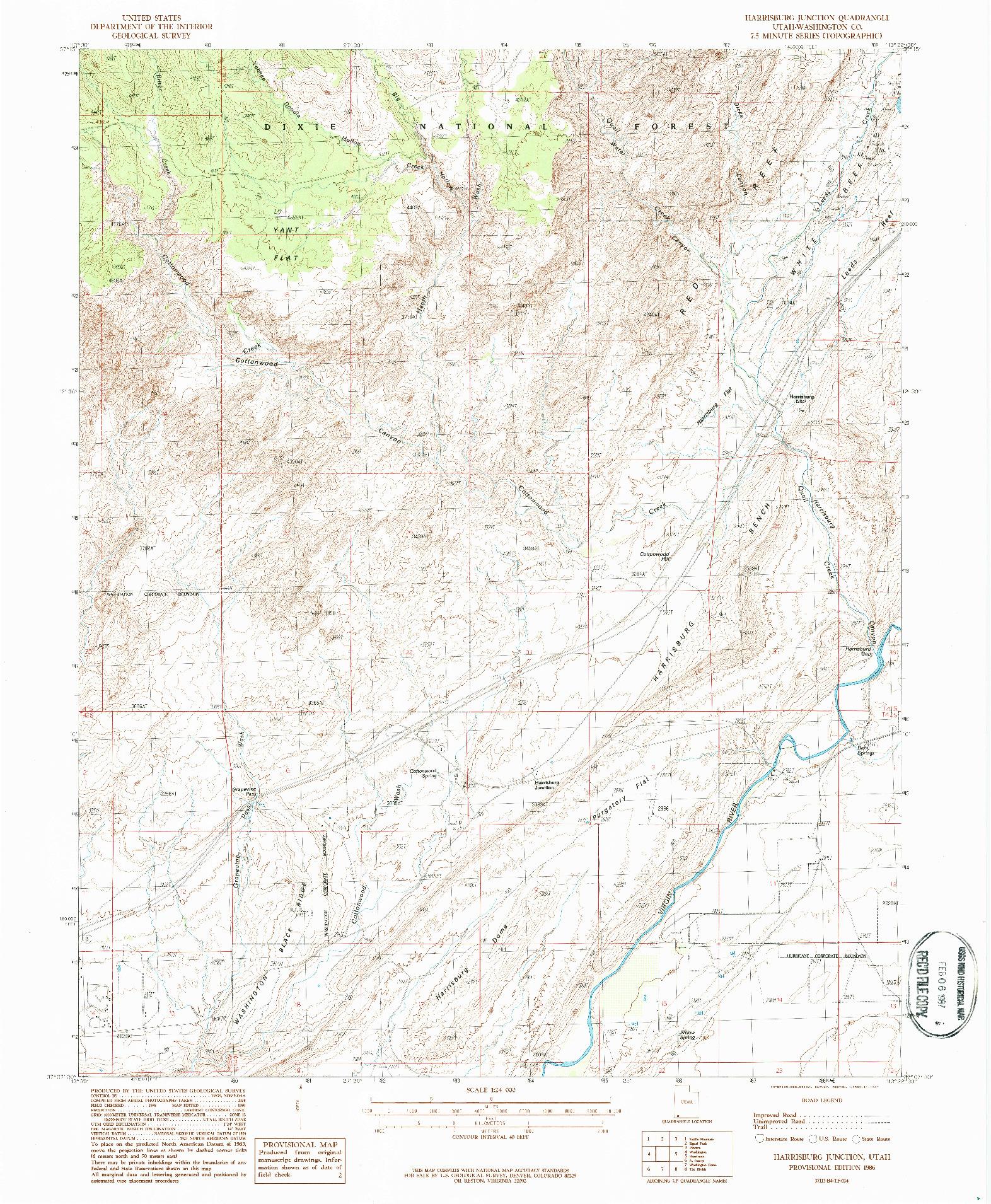 USGS 1:24000-SCALE QUADRANGLE FOR HARRISBURG JUNCTION, UT 1986