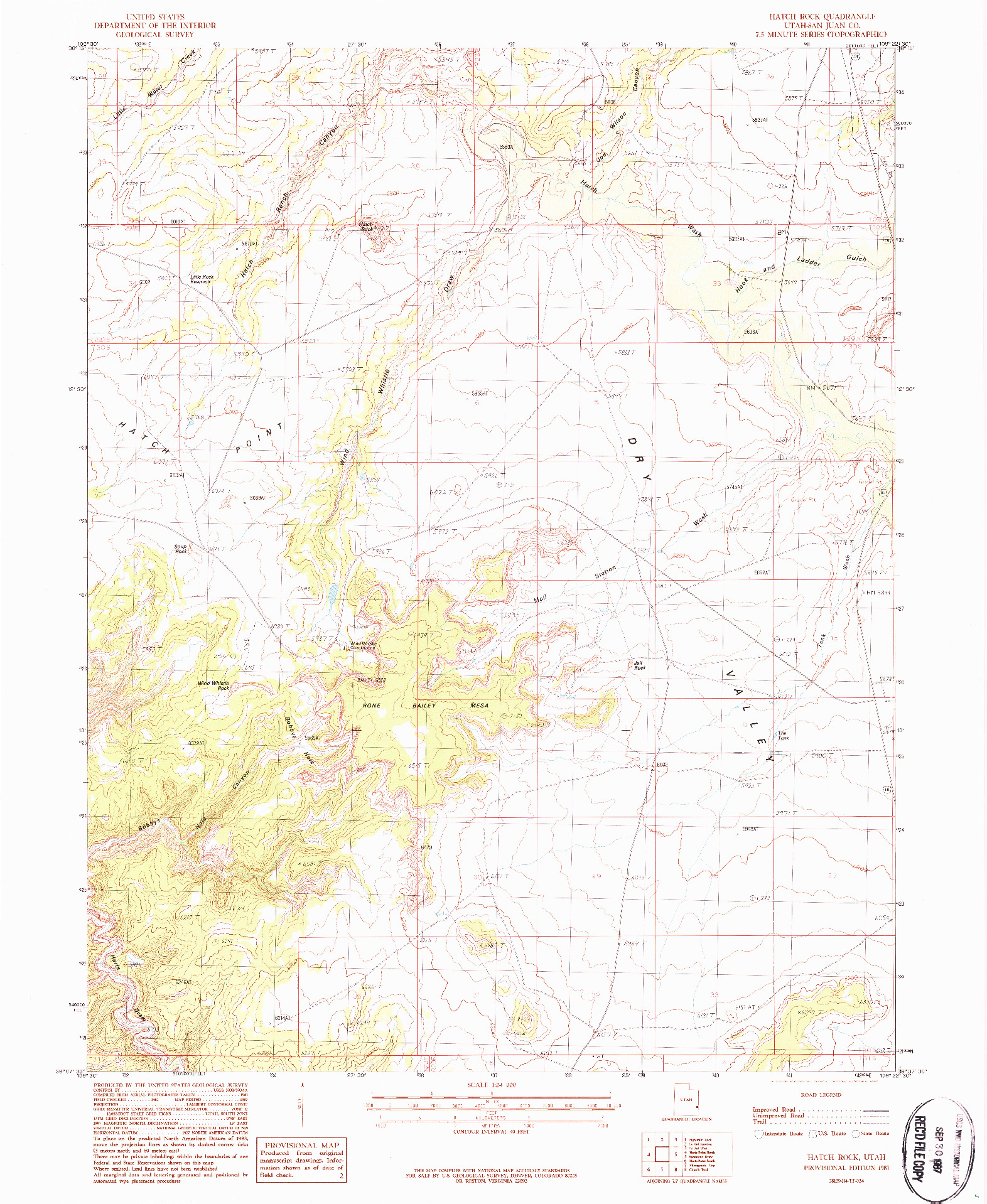 USGS 1:24000-SCALE QUADRANGLE FOR HATCH ROCK, UT 1987