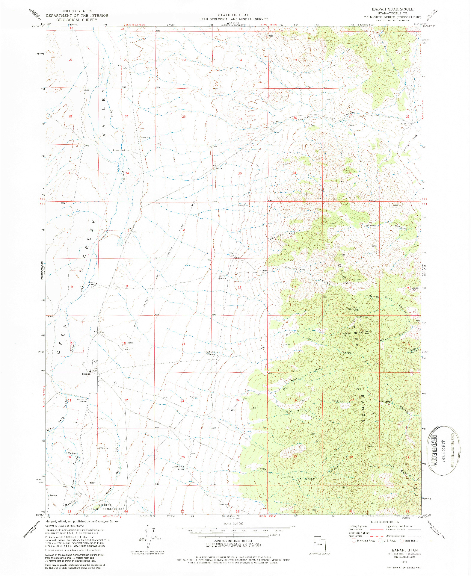 USGS 1:24000-SCALE QUADRANGLE FOR IBAPAH, UT 1973