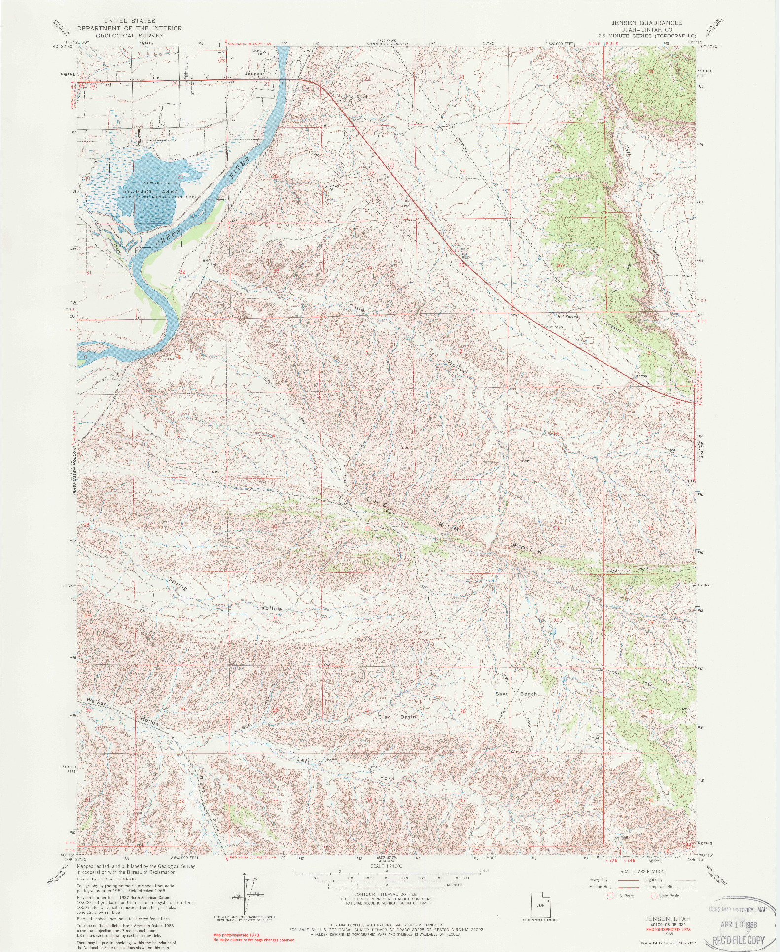 USGS 1:24000-SCALE QUADRANGLE FOR JENSEN, UT 1965