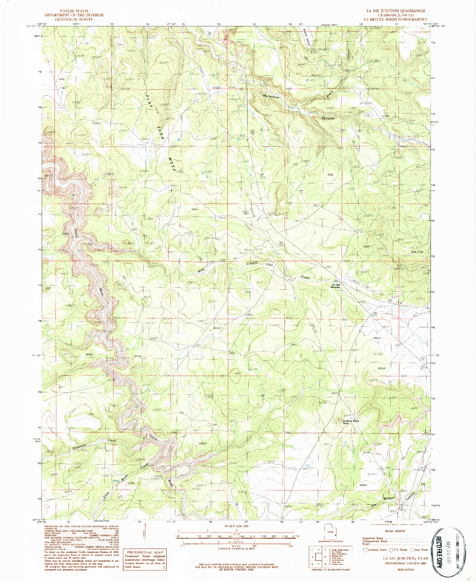 USGS 1:24000-SCALE QUADRANGLE FOR LA SAL JUNCTION, UT 1987