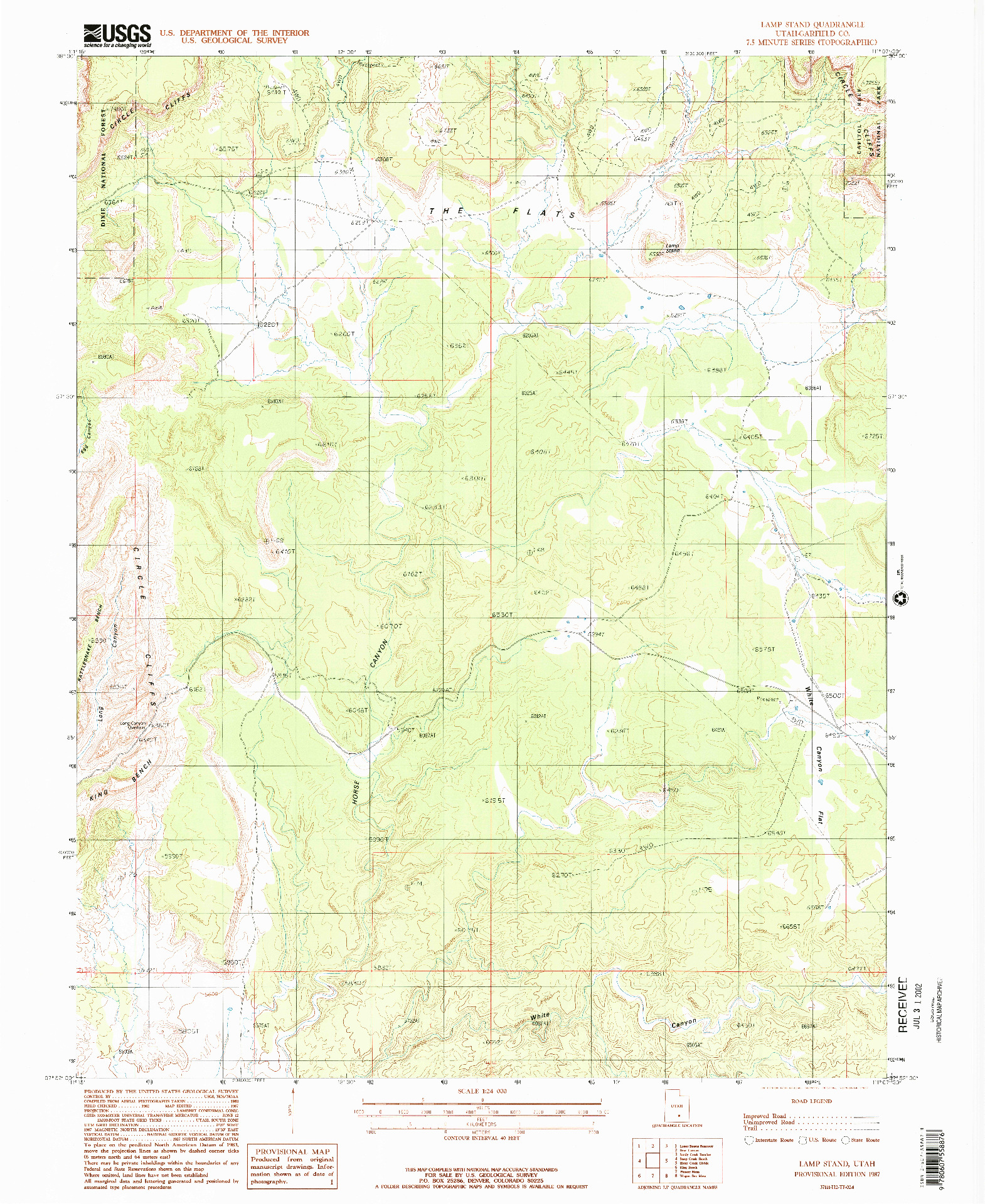 USGS 1:24000-SCALE QUADRANGLE FOR LAMP STAND, UT 1987