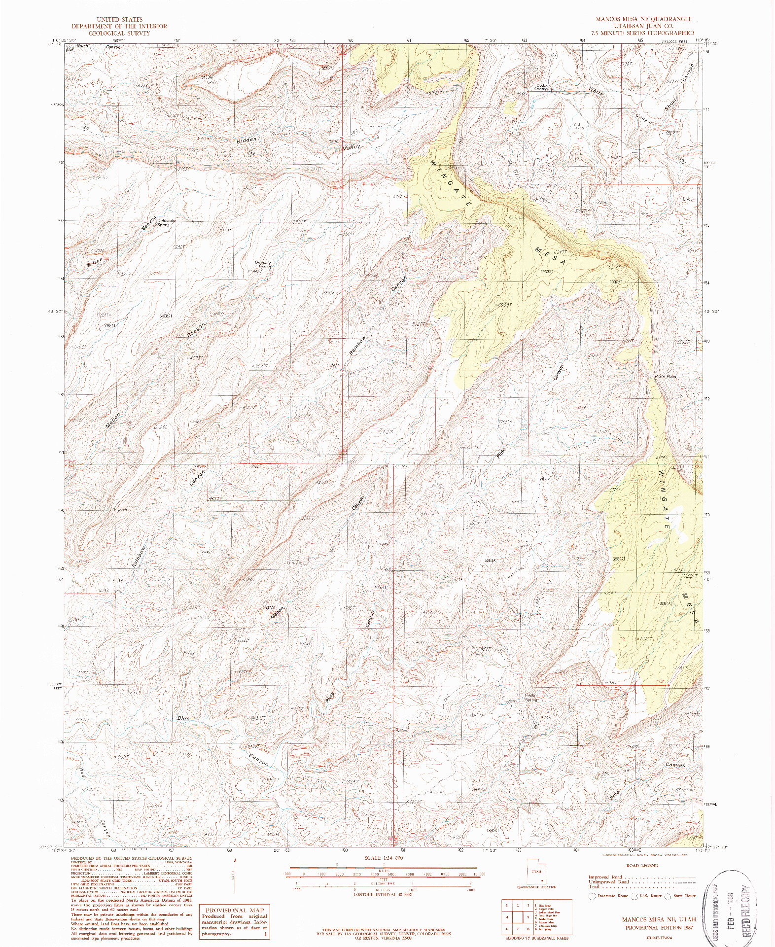 USGS 1:24000-SCALE QUADRANGLE FOR MANCOS MESA NE, UT 1987