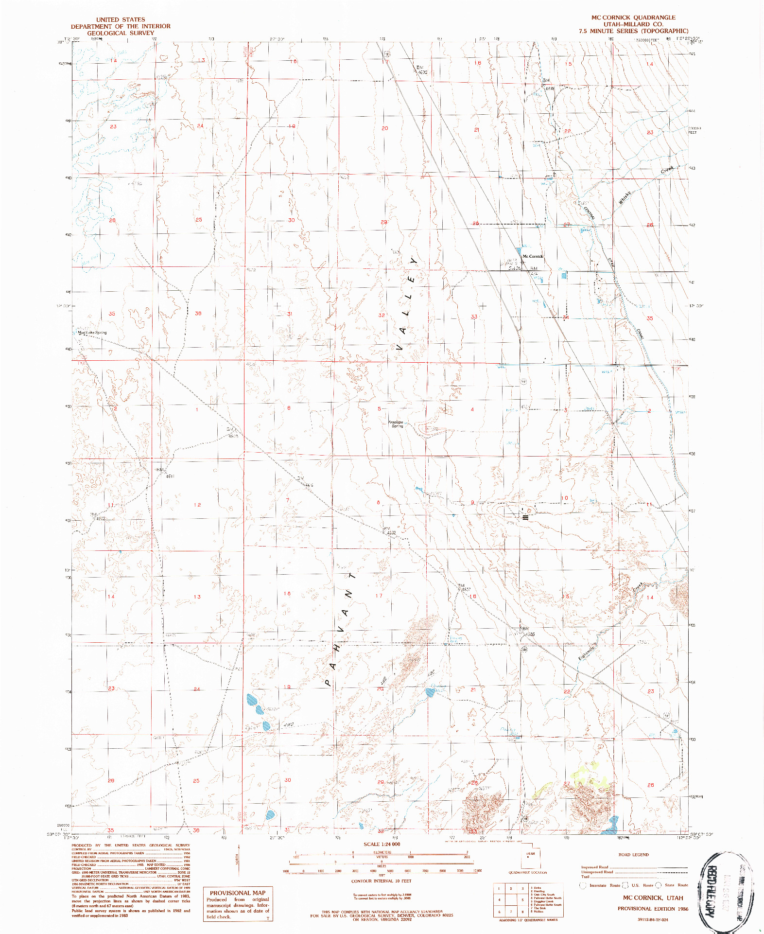 USGS 1:24000-SCALE QUADRANGLE FOR MC CORNICK, UT 1986