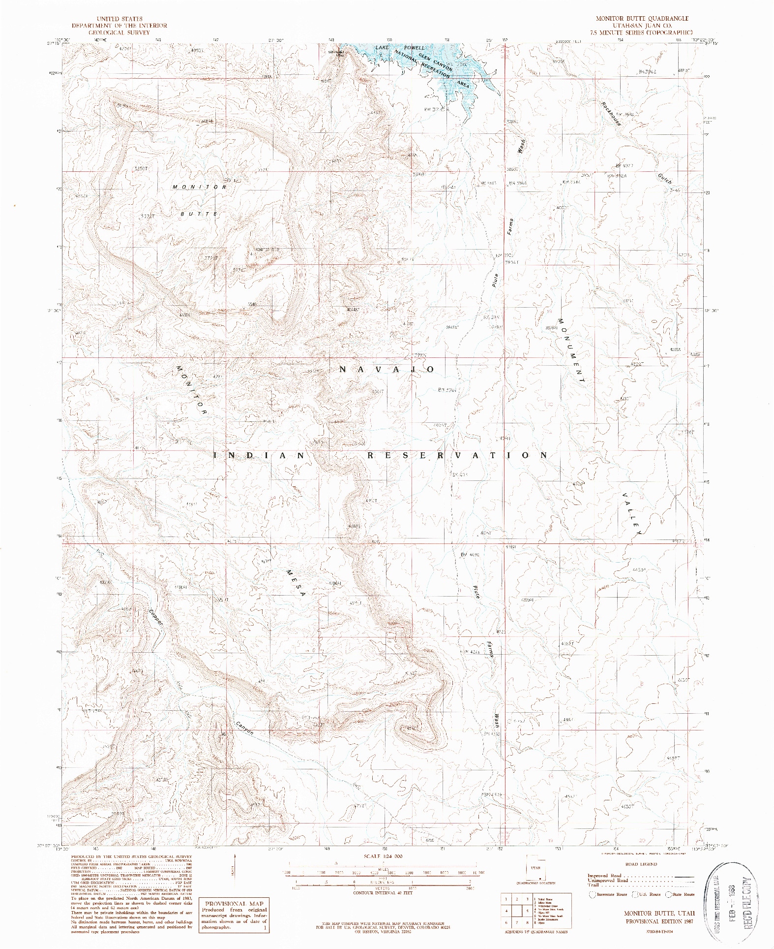 USGS 1:24000-SCALE QUADRANGLE FOR MONITOR BUTTE, UT 1987