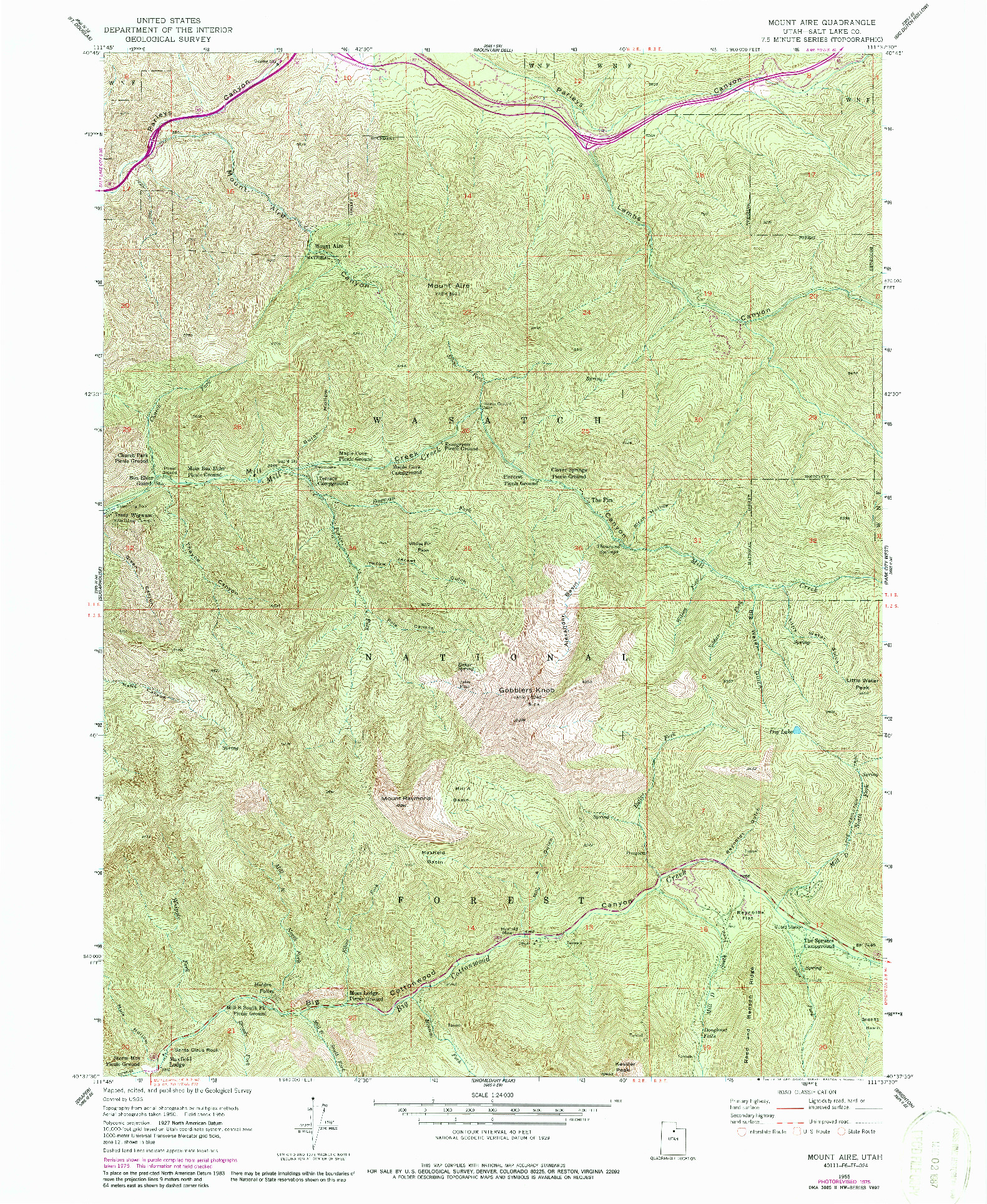 USGS 1:24000-SCALE QUADRANGLE FOR MOUNT AIRE, UT 1955