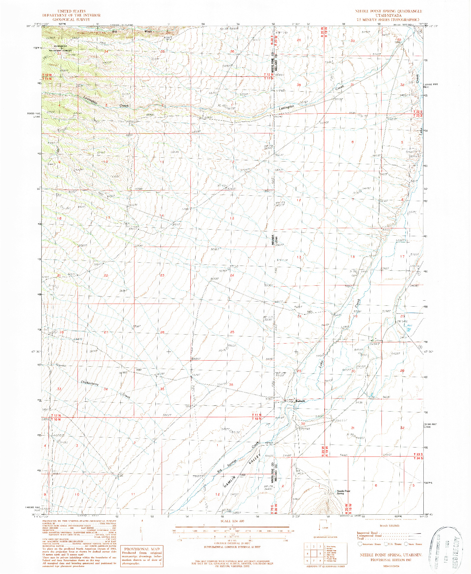 USGS 1:24000-SCALE QUADRANGLE FOR NEEDLE POINT SPRING, UT 1987
