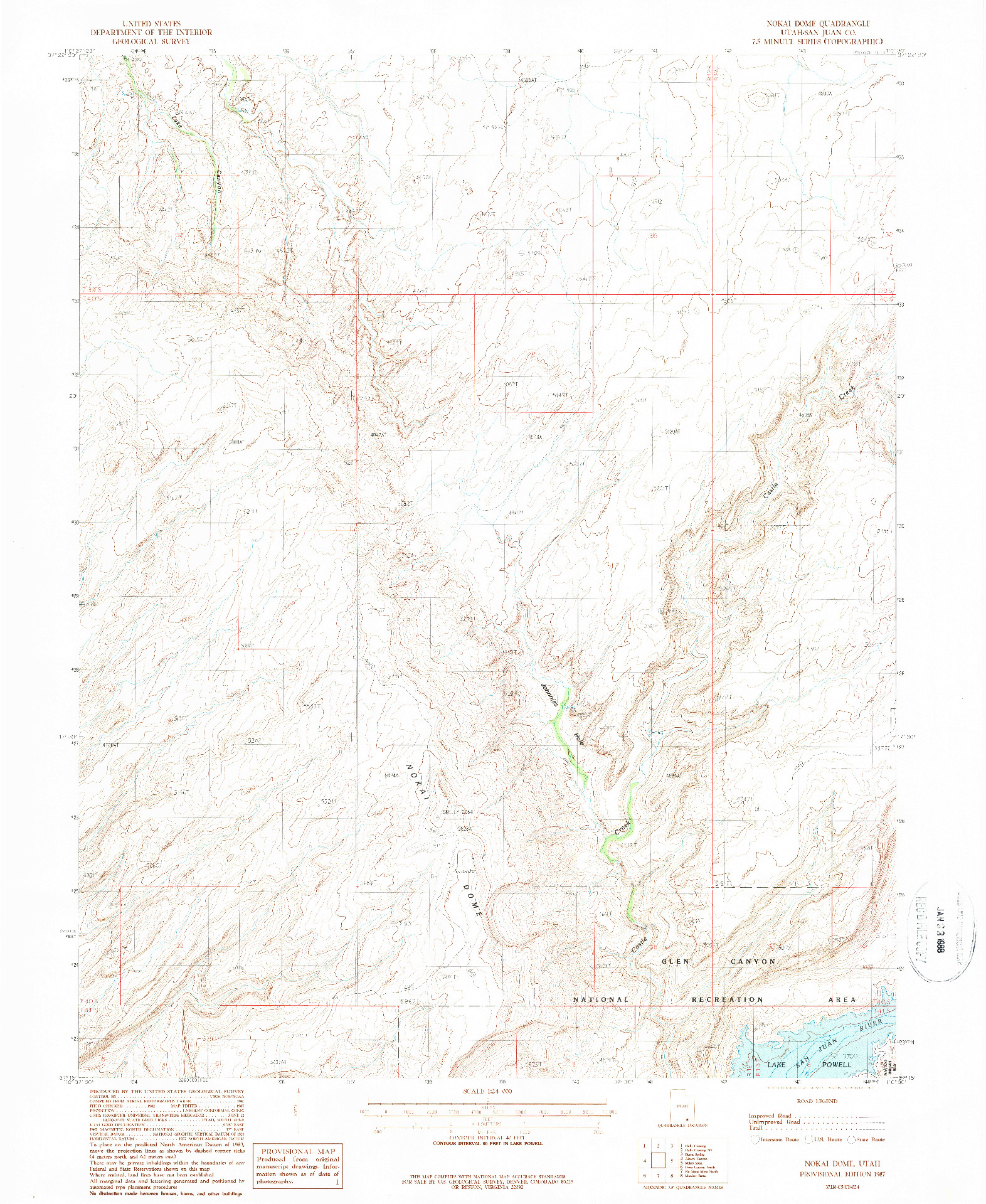 USGS 1:24000-SCALE QUADRANGLE FOR NOKAI DOME, UT 1987