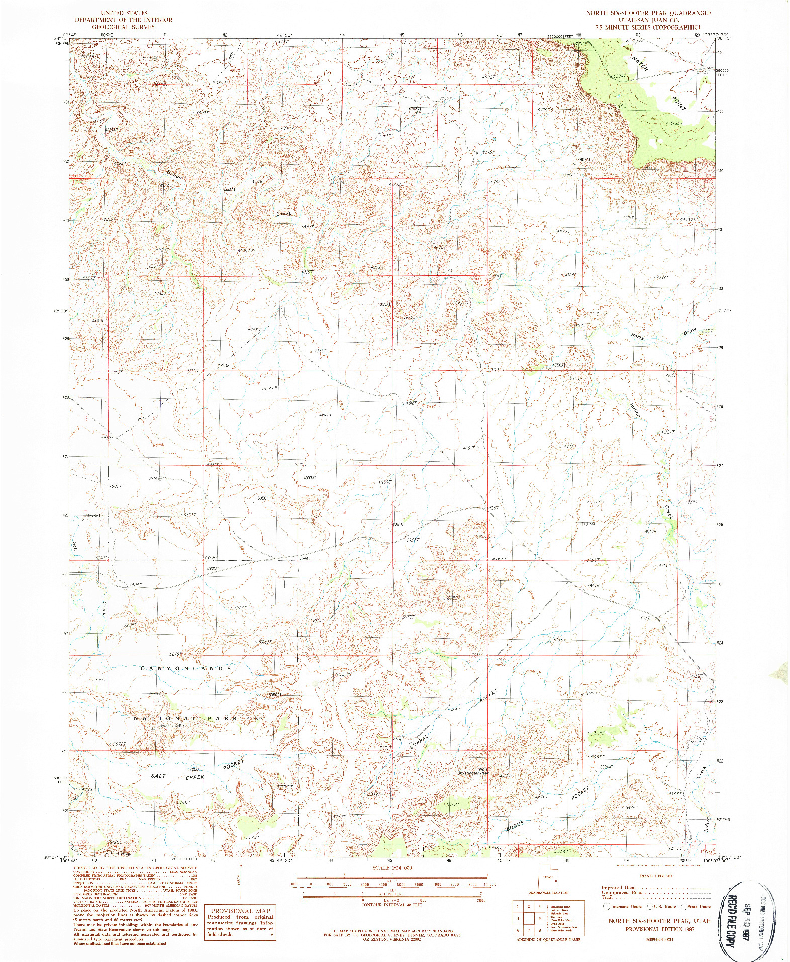 USGS 1:24000-SCALE QUADRANGLE FOR NORTH SIX-SHOOTER PEAK, UT 1987