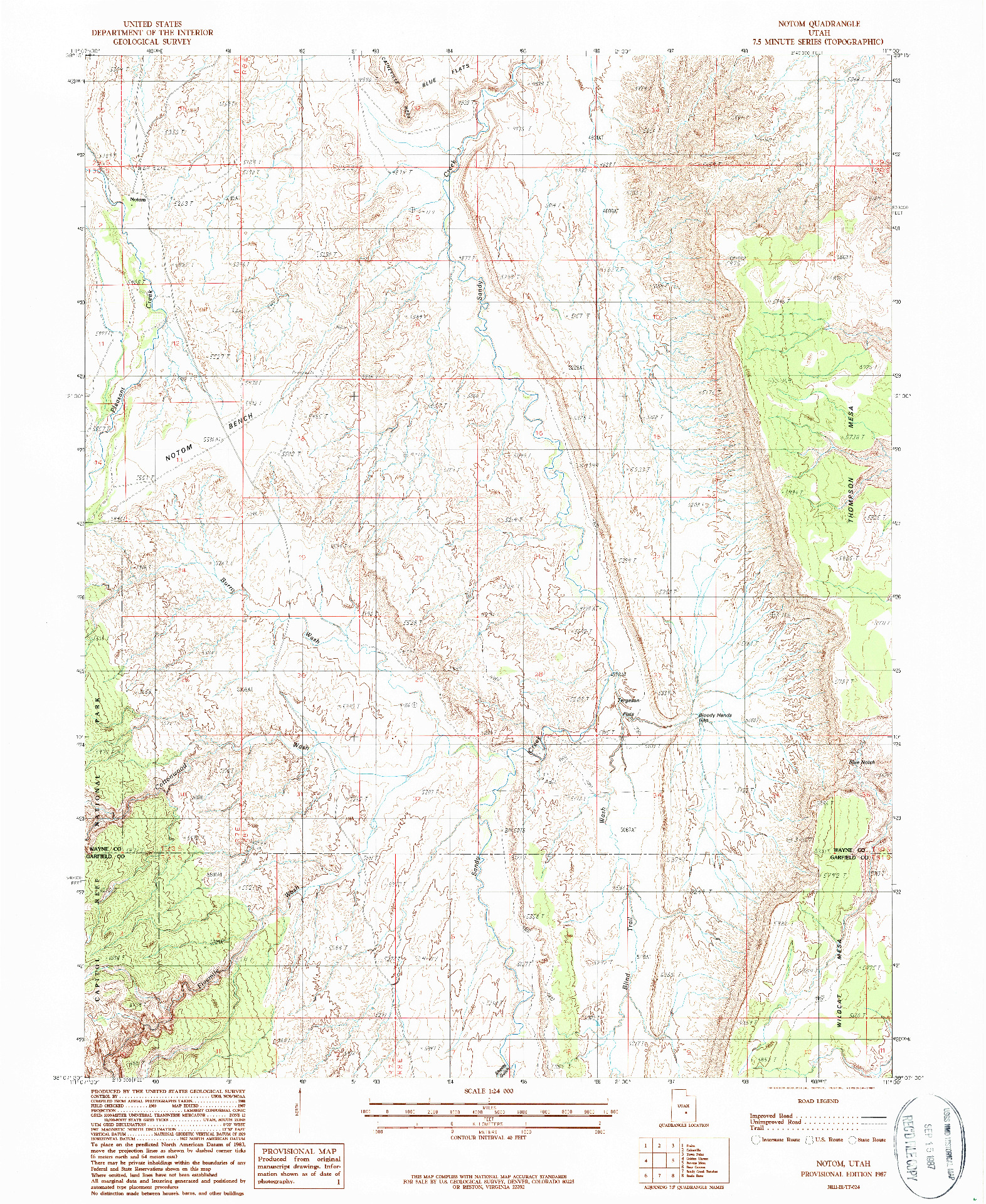 USGS 1:24000-SCALE QUADRANGLE FOR NOTOM, UT 1987