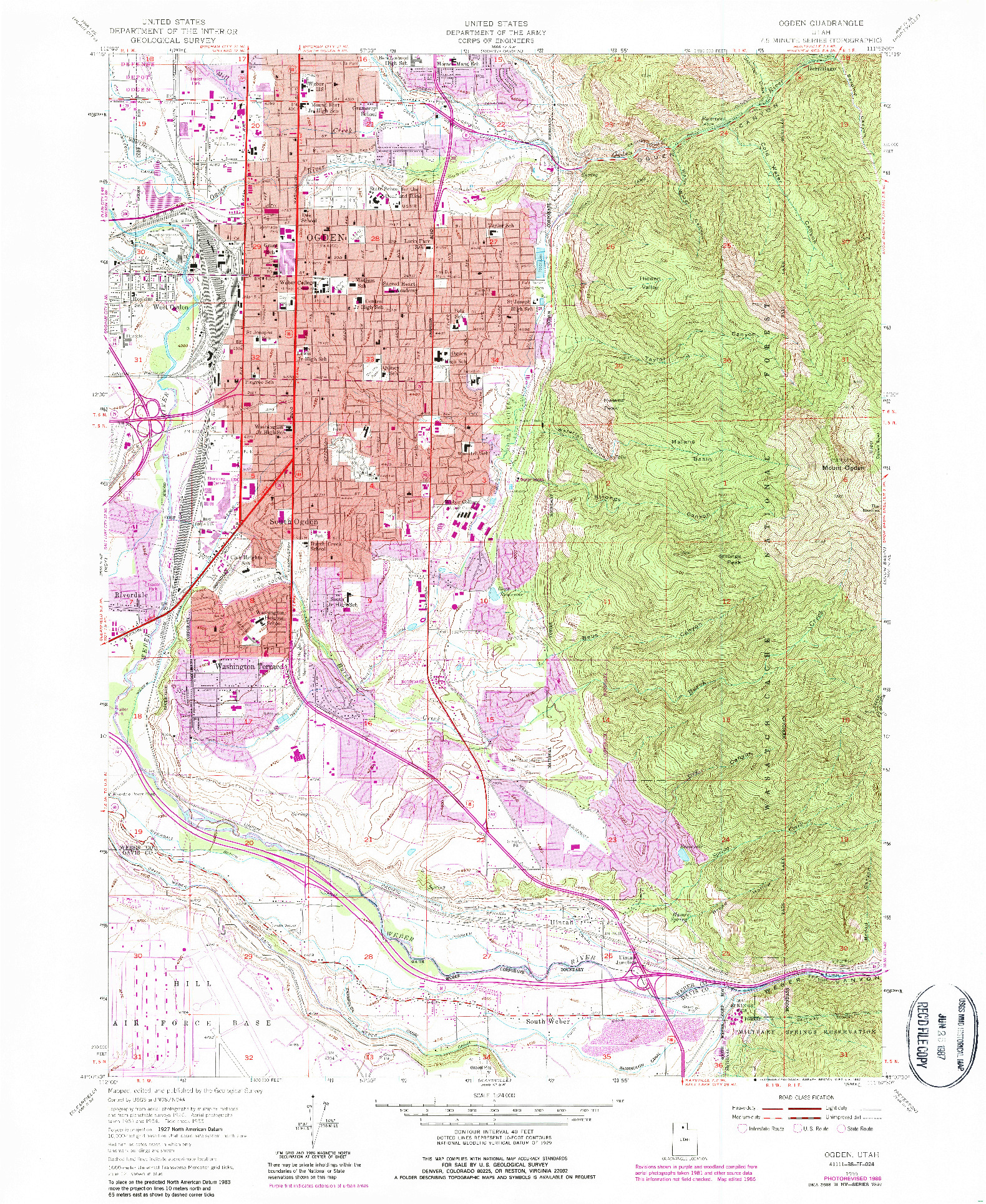 USGS 1:24000-SCALE QUADRANGLE FOR OGDEN, UT 1955