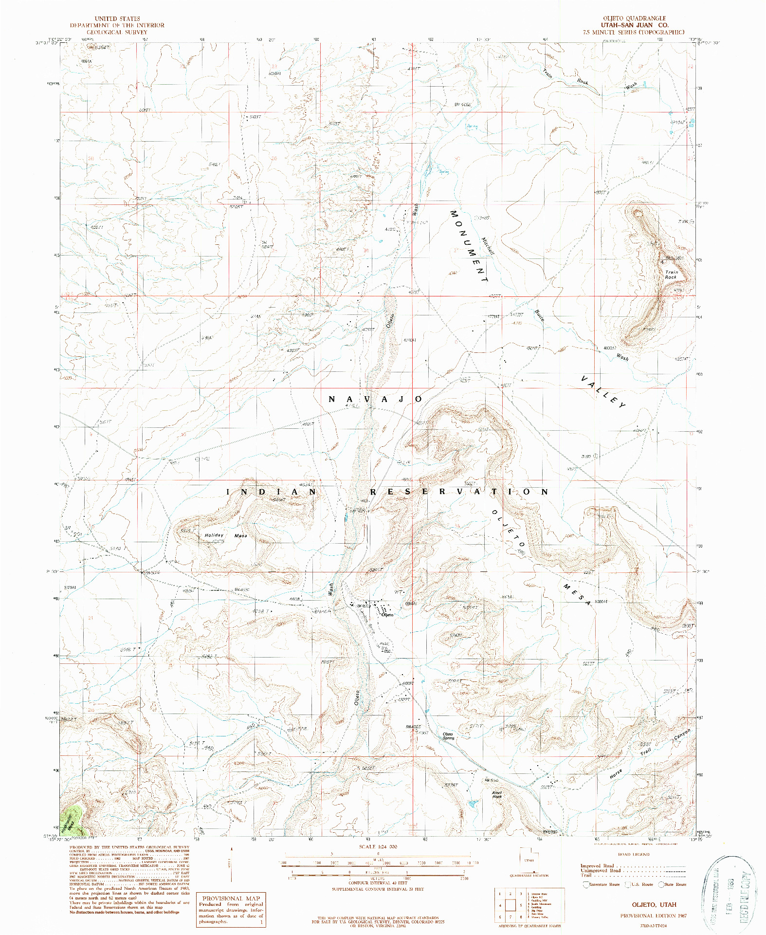 USGS 1:24000-SCALE QUADRANGLE FOR OLJETO, UT 1987