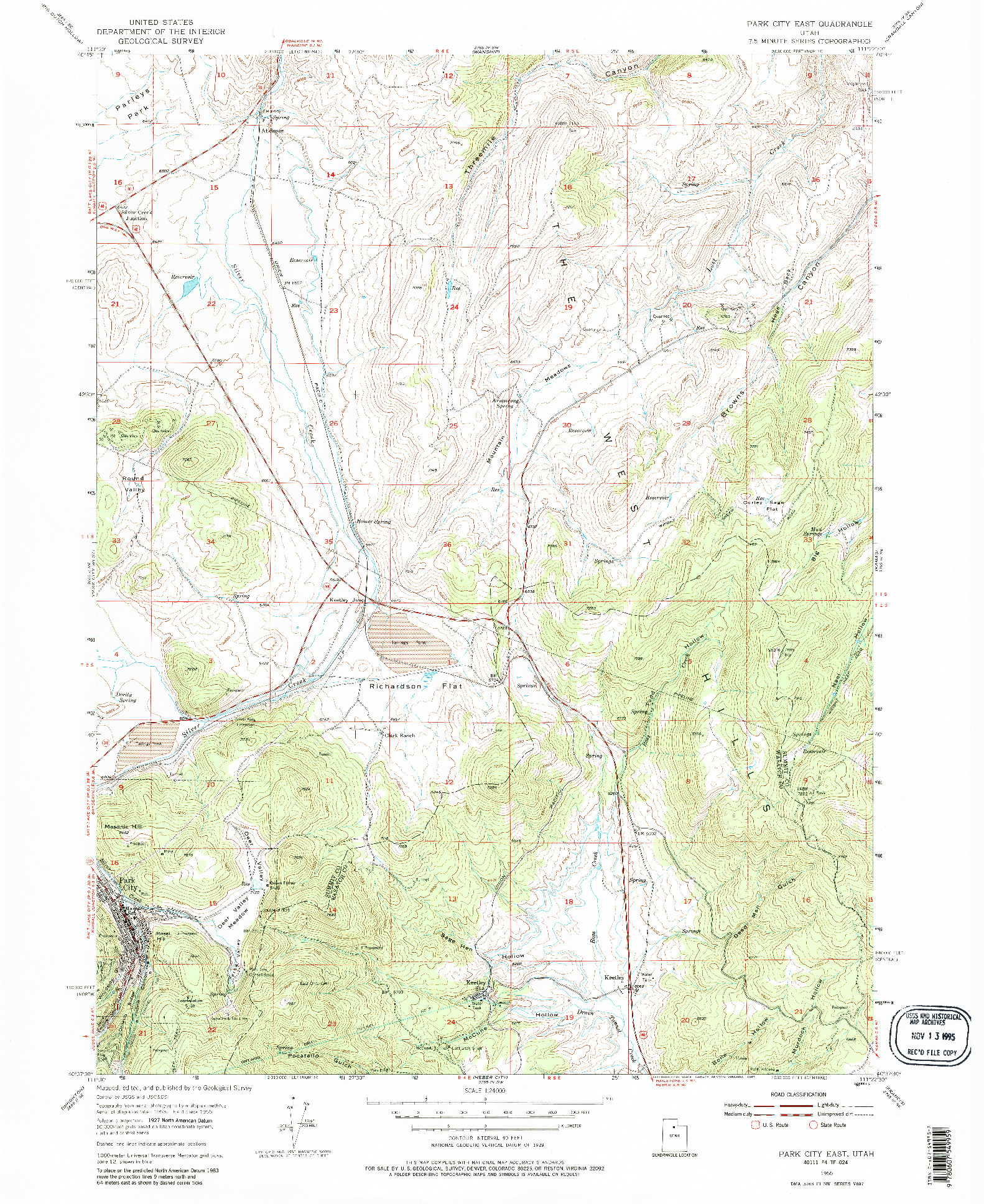 USGS 1:24000-SCALE QUADRANGLE FOR PARK CITY EAST, UT 1955