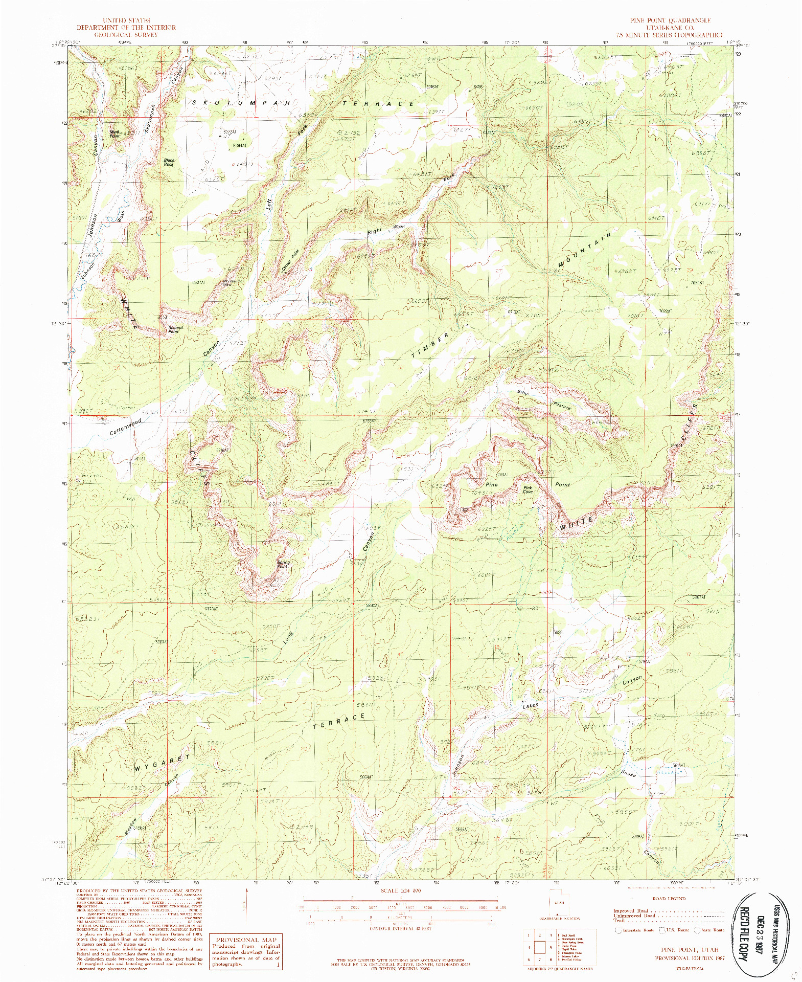 USGS 1:24000-SCALE QUADRANGLE FOR PINE POINT, UT 1987