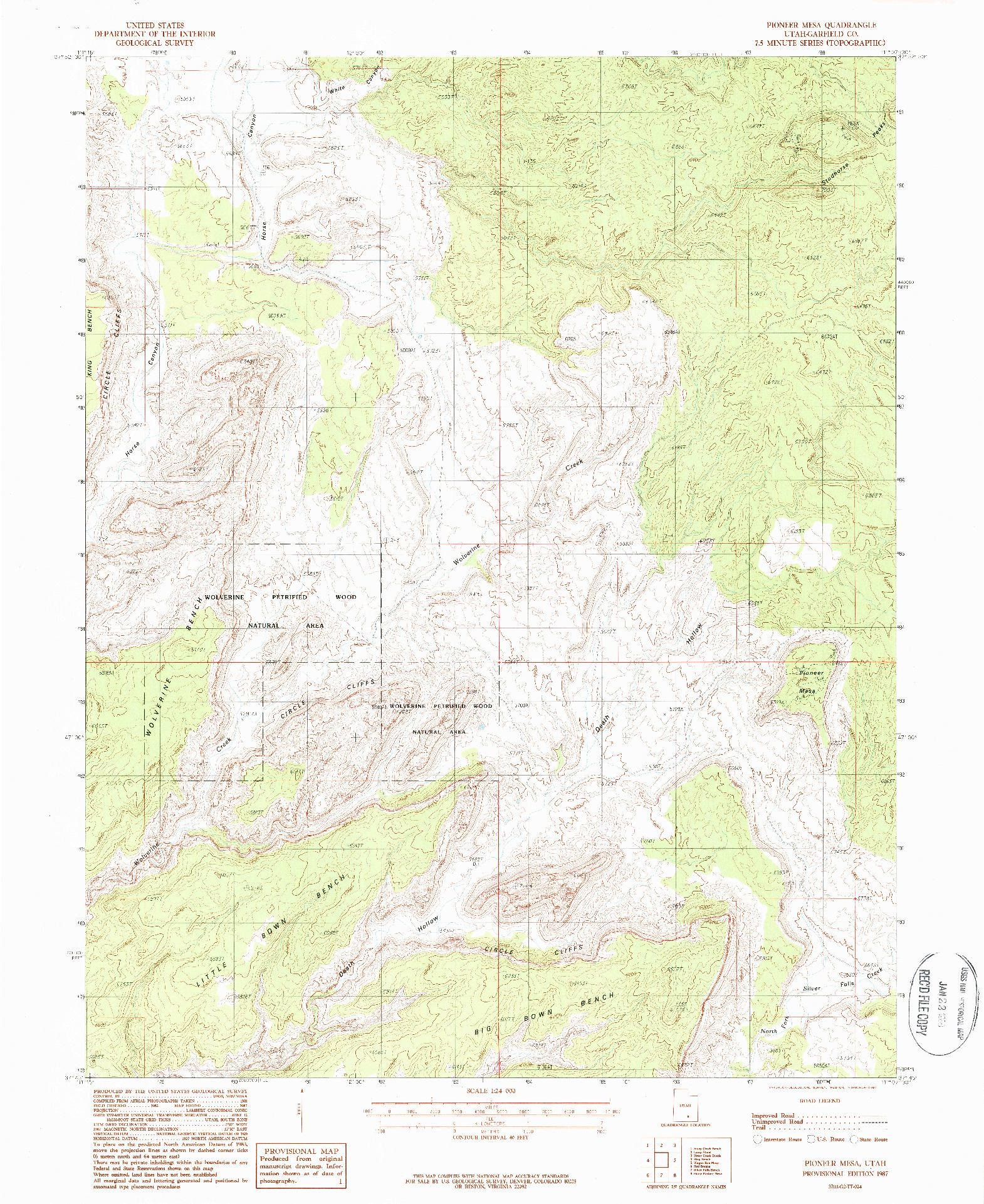 USGS 1:24000-SCALE QUADRANGLE FOR PIONEER MESA, UT 1987