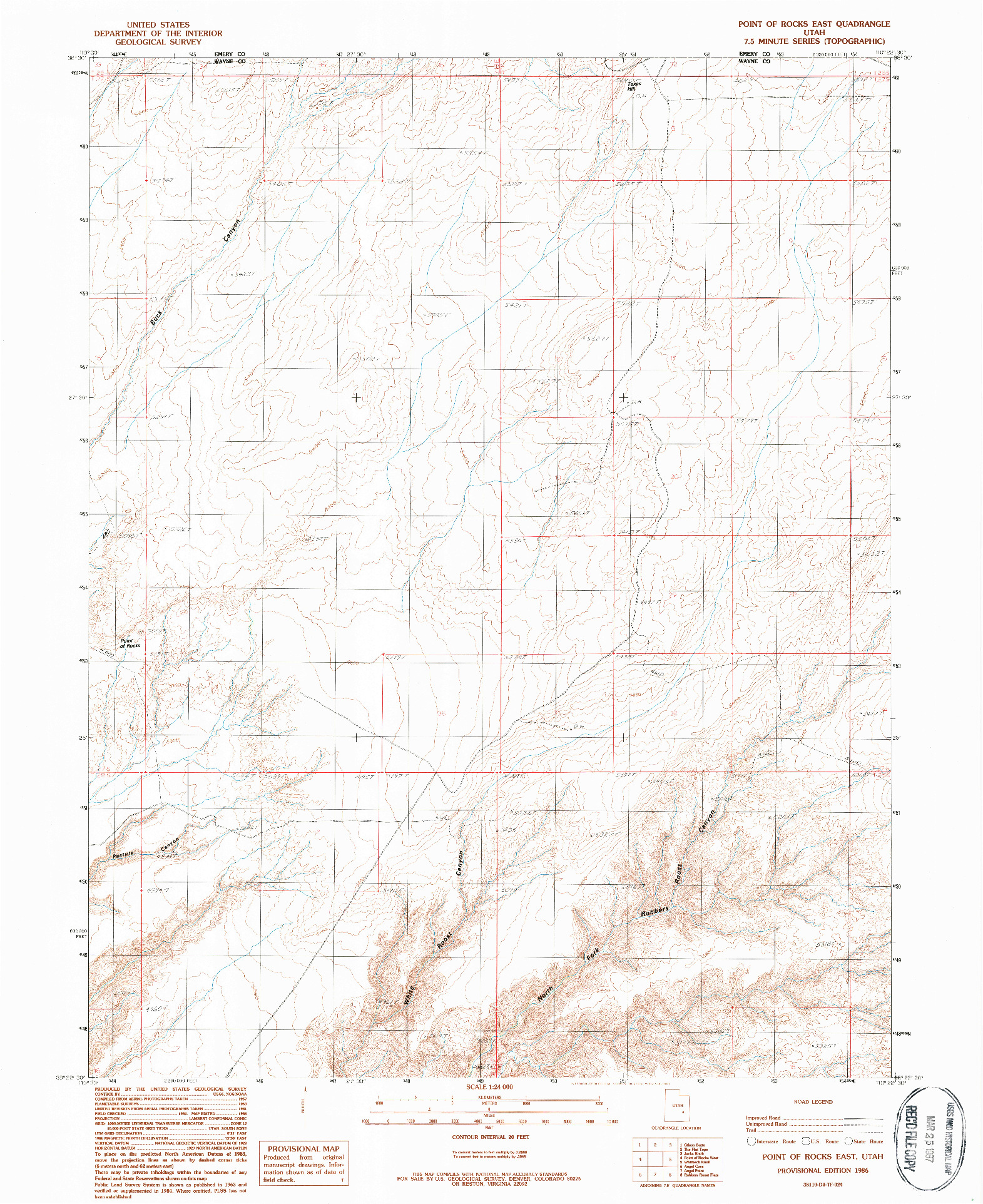 USGS 1:24000-SCALE QUADRANGLE FOR POINT OF ROCKS EAST, UT 1986