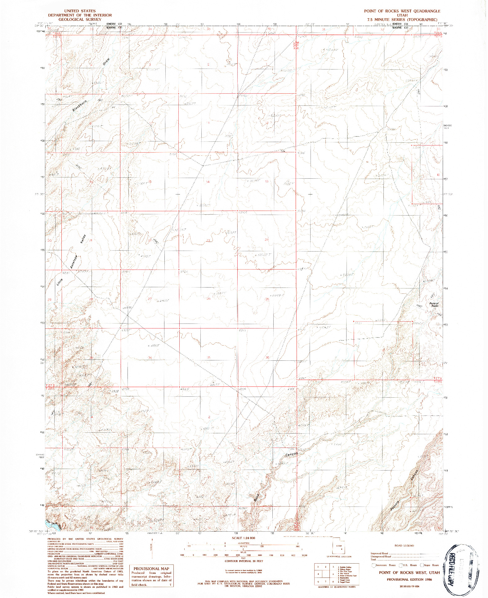 USGS 1:24000-SCALE QUADRANGLE FOR POINT OF ROCKS WEST, UT 1986