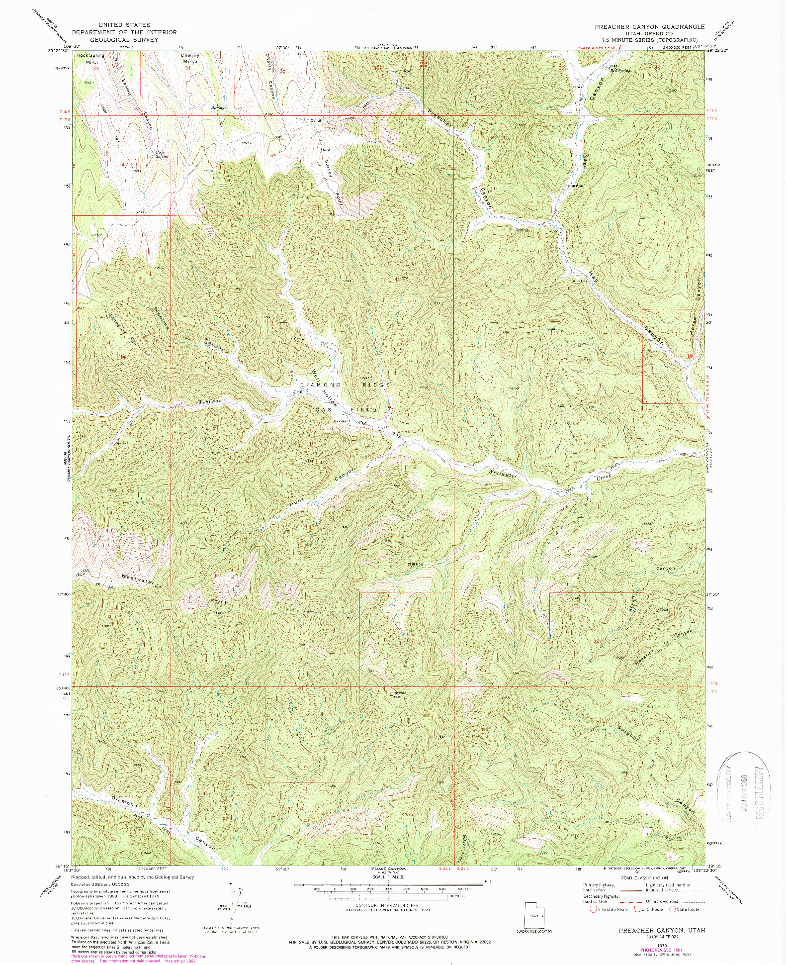 USGS 1:24000-SCALE QUADRANGLE FOR PREACHER CANYON, UT 1970