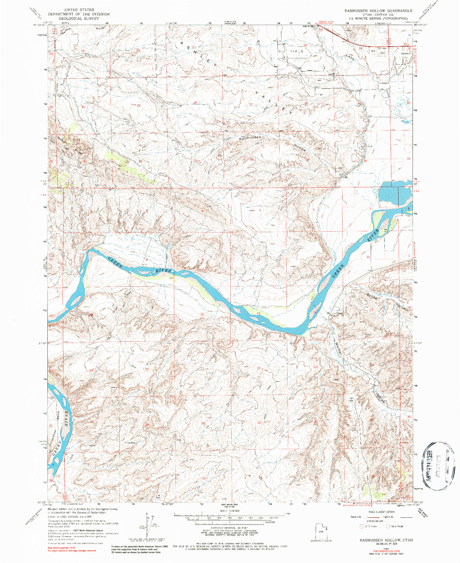 USGS 1:24000-SCALE QUADRANGLE FOR RASMUSSEN HOLLOW, UT 1965