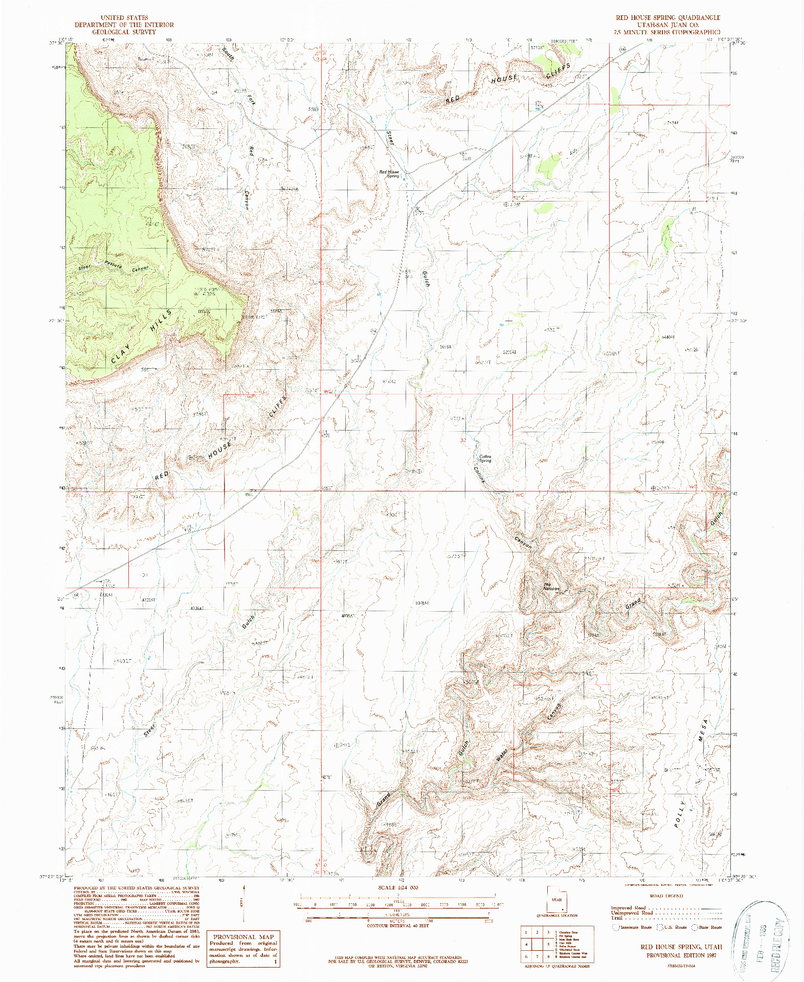 USGS 1:24000-SCALE QUADRANGLE FOR RED HOUSE SPRING, UT 1987