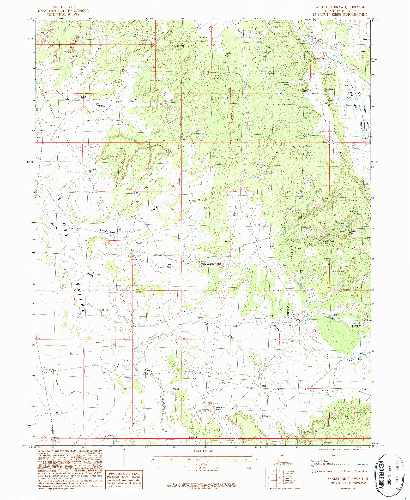 USGS 1:24000-SCALE QUADRANGLE FOR SANDSTONE DRAW, UT 1987