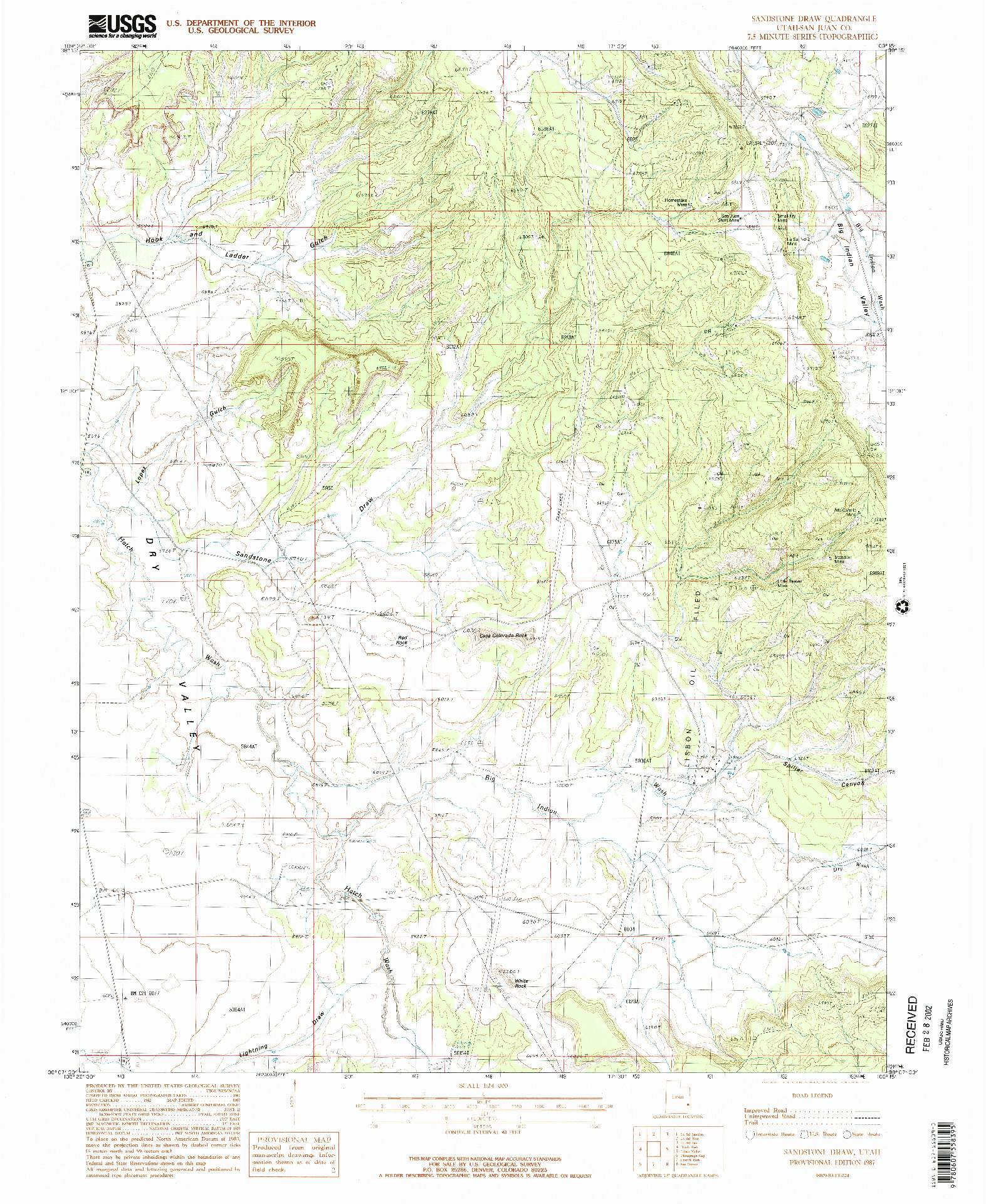 USGS 1:24000-SCALE QUADRANGLE FOR SANDSTONE DRAW, UT 1987