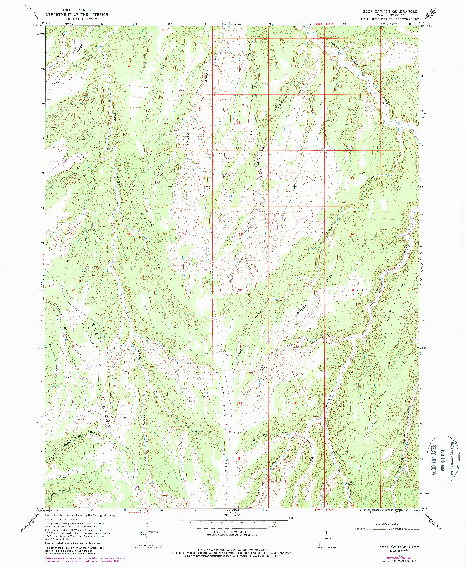 USGS 1:24000-SCALE QUADRANGLE FOR SEEP CANYON, UT 1966