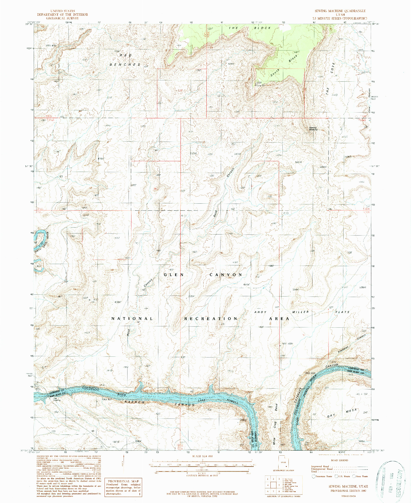 USGS 1:24000-SCALE QUADRANGLE FOR SEWING MACHINE, UT 1987