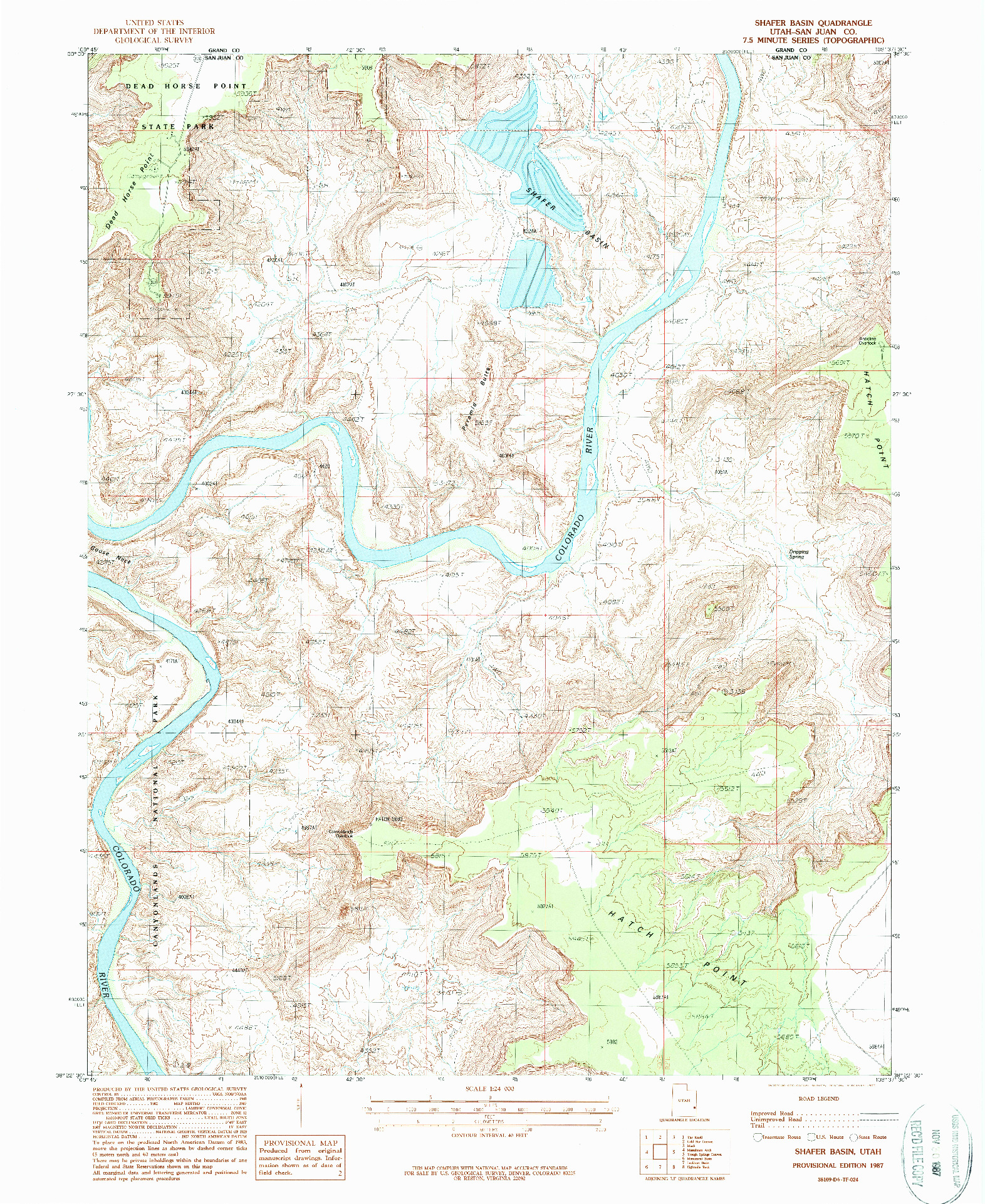 USGS 1:24000-SCALE QUADRANGLE FOR SHAFER BASIN, UT 1987